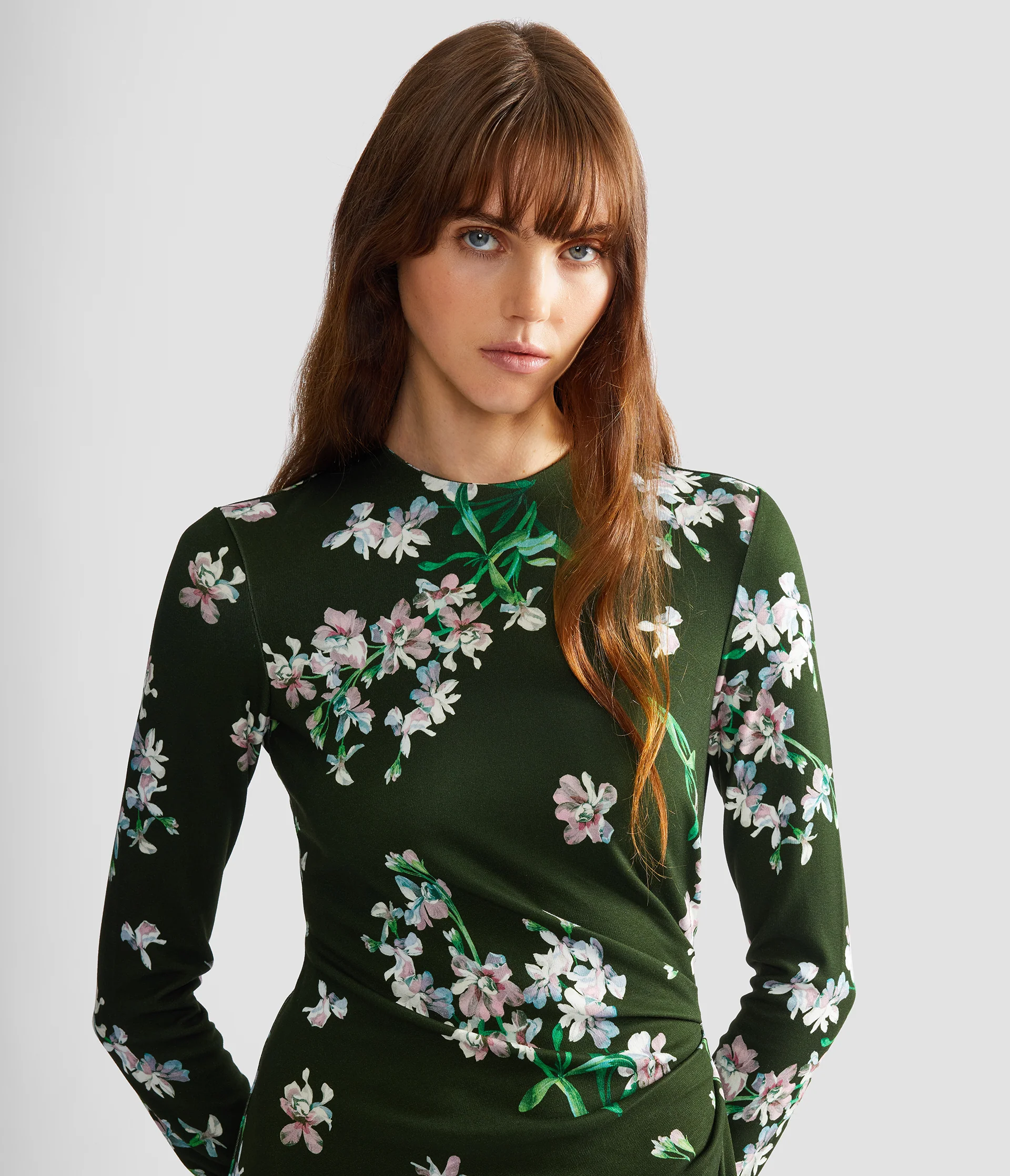 Floral Ponte Long Sleeve Midi Dress - Image 4