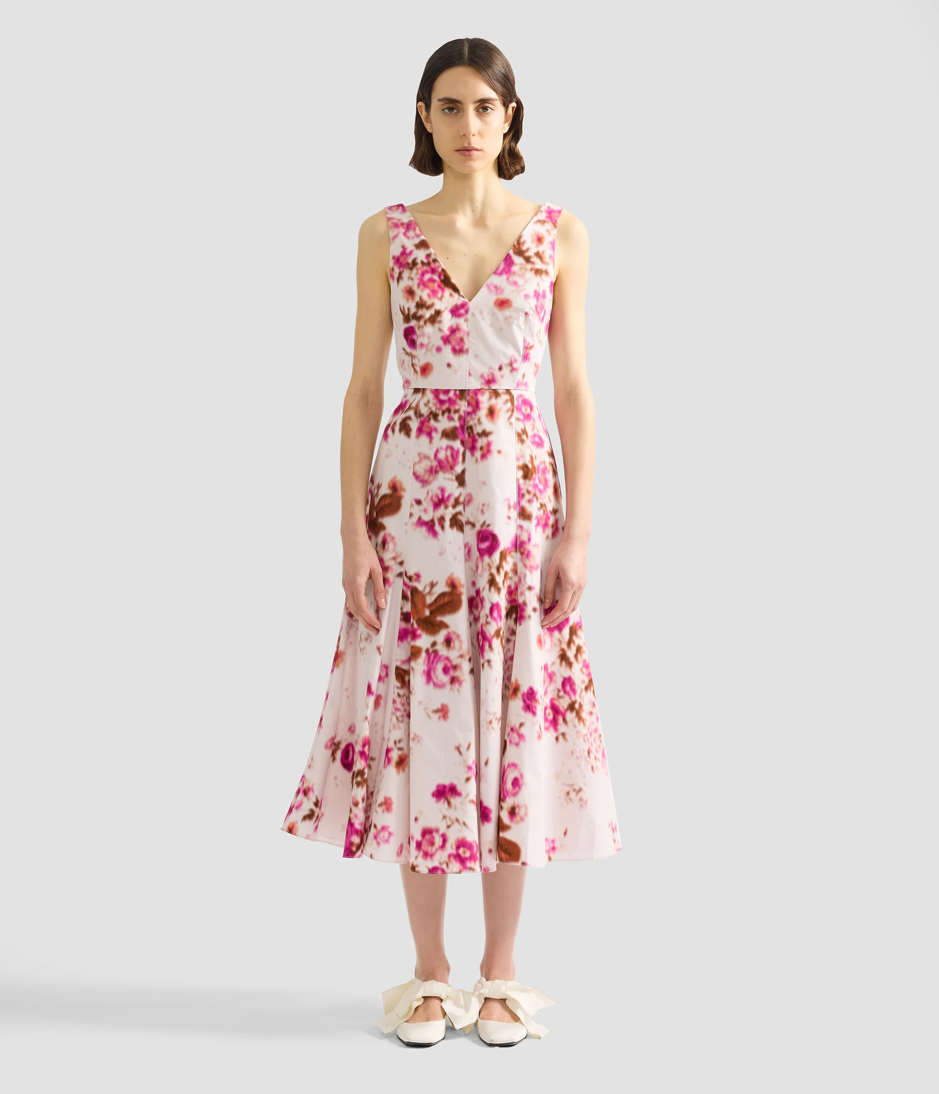 Floral Print Cotton Fit And Flared Midi Dress - Image 4