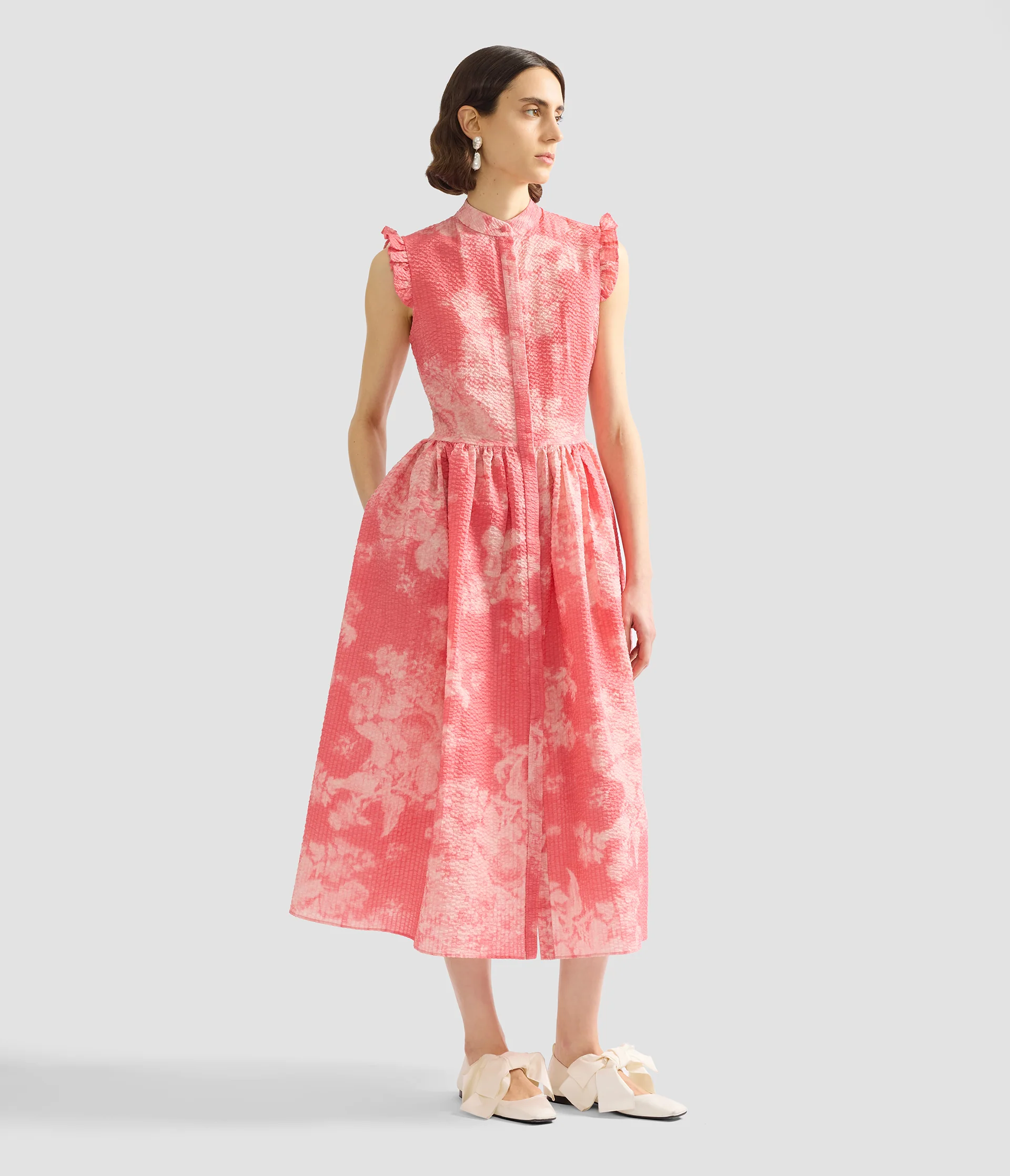 Floral Print Cotton Fit And Flared Midi Dress - Image 2