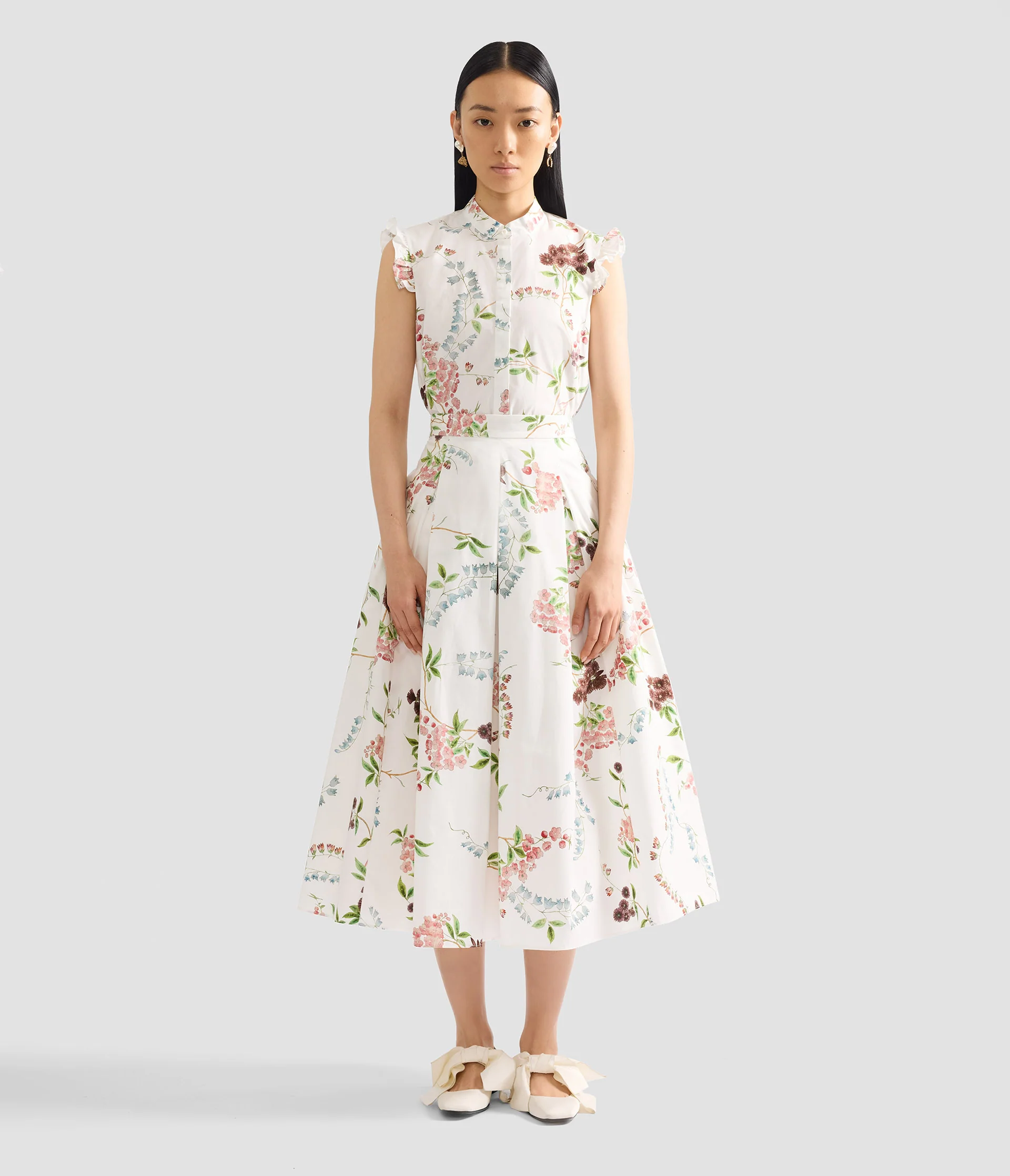 Floral Print Cotton Midi Full Skirt - Image 4