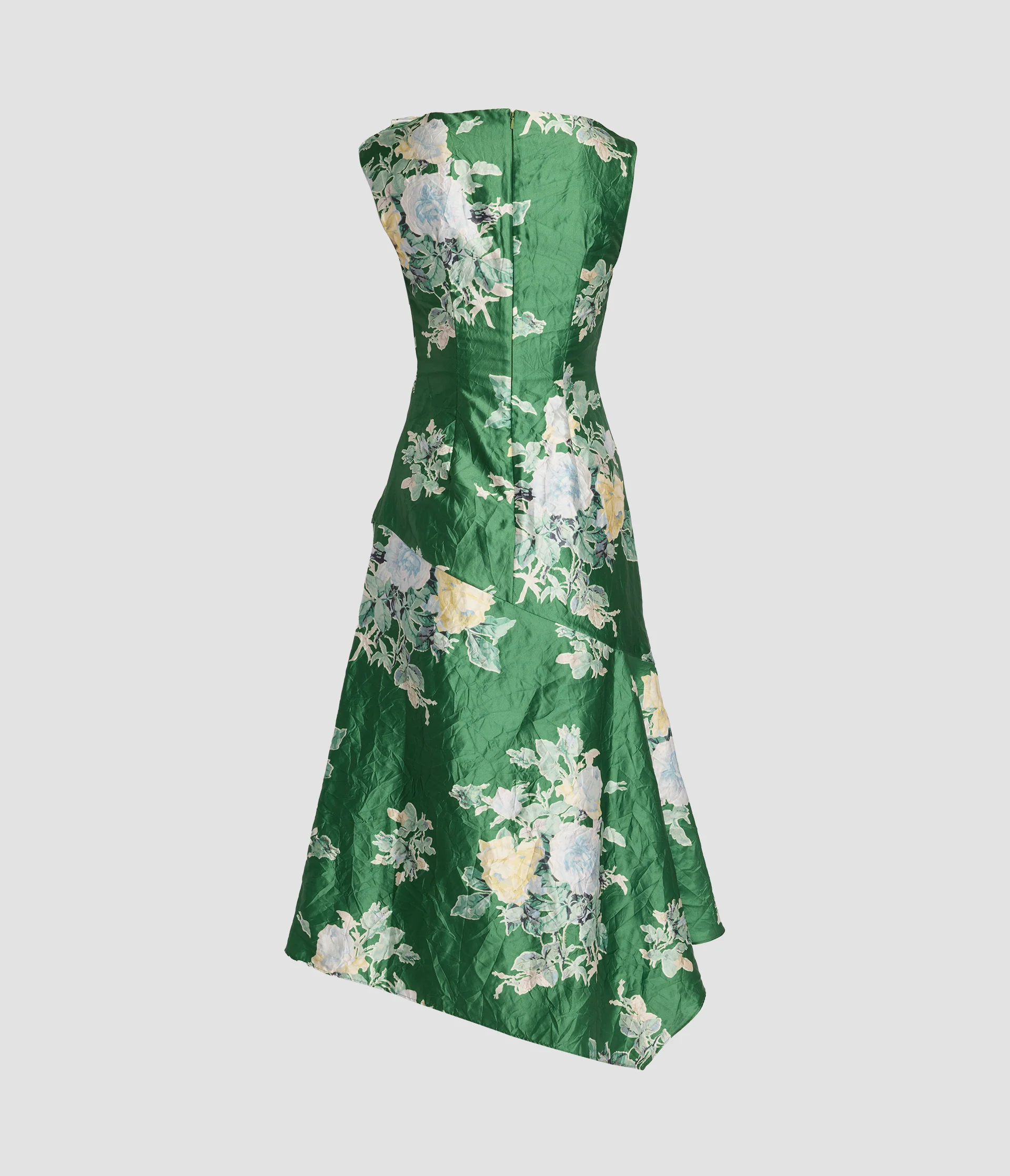 Floral Print Textured Satin Midi Dress - Image 3