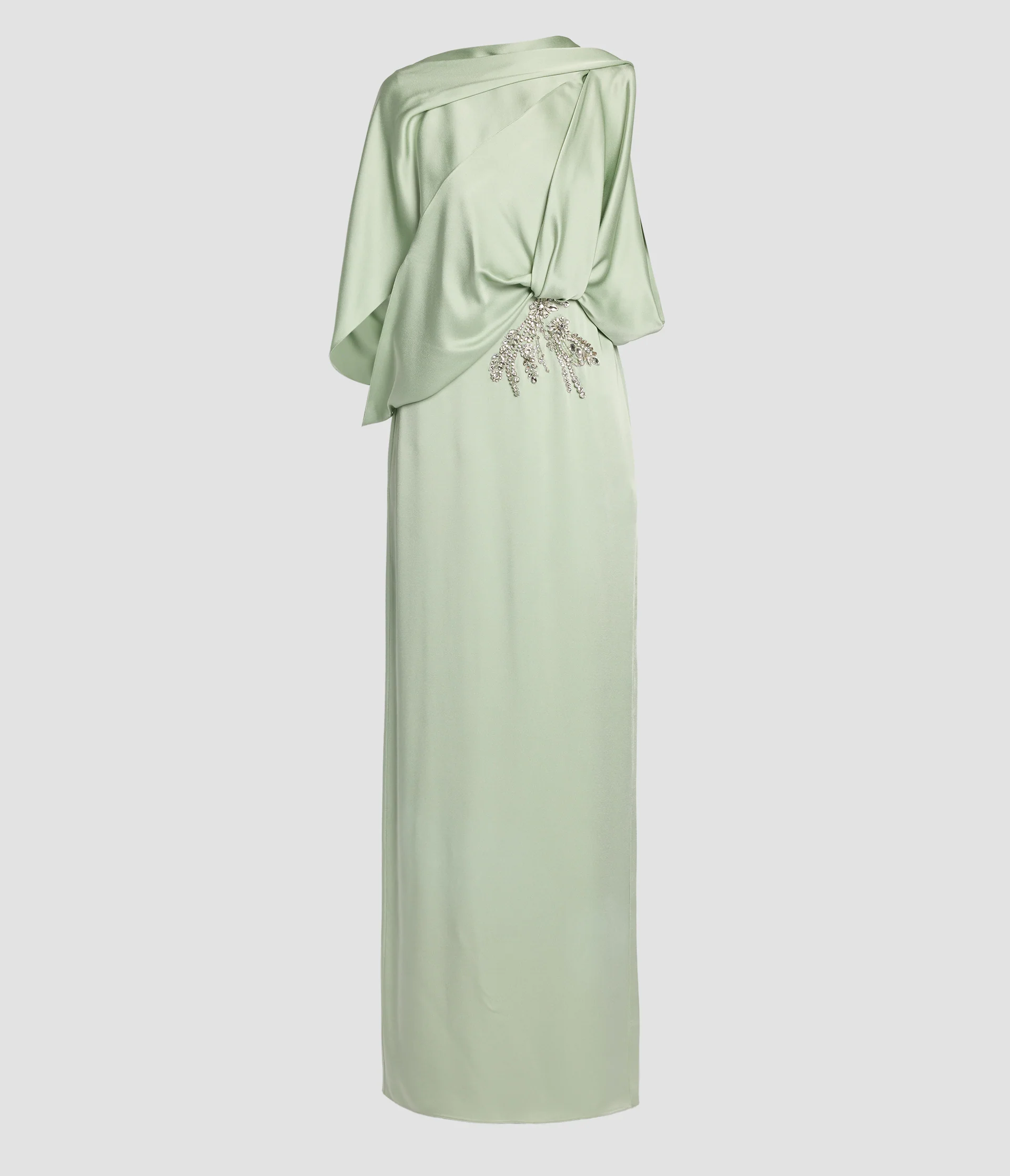 Floral Satin Cady Draped Gown
