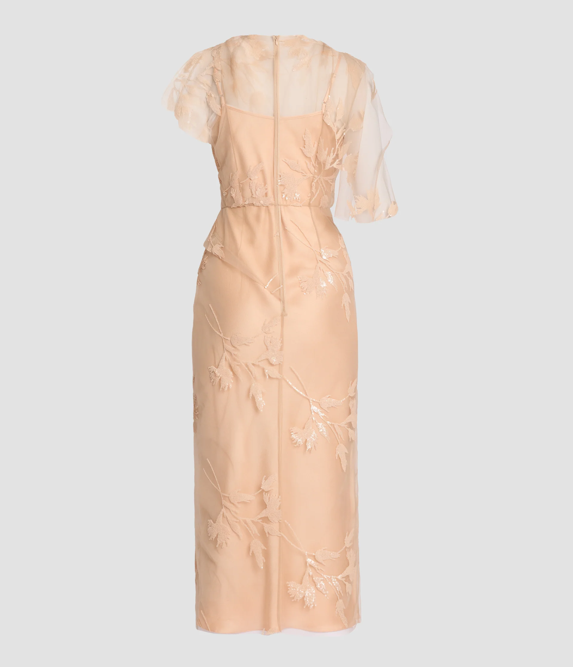 Floral Sequined Tulle Midi Dress - Image 3