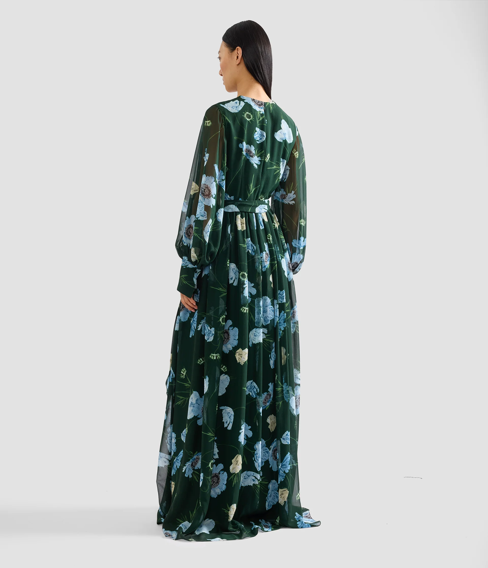 Floral Silk Voile Long Sleeve Gown - Image 3
