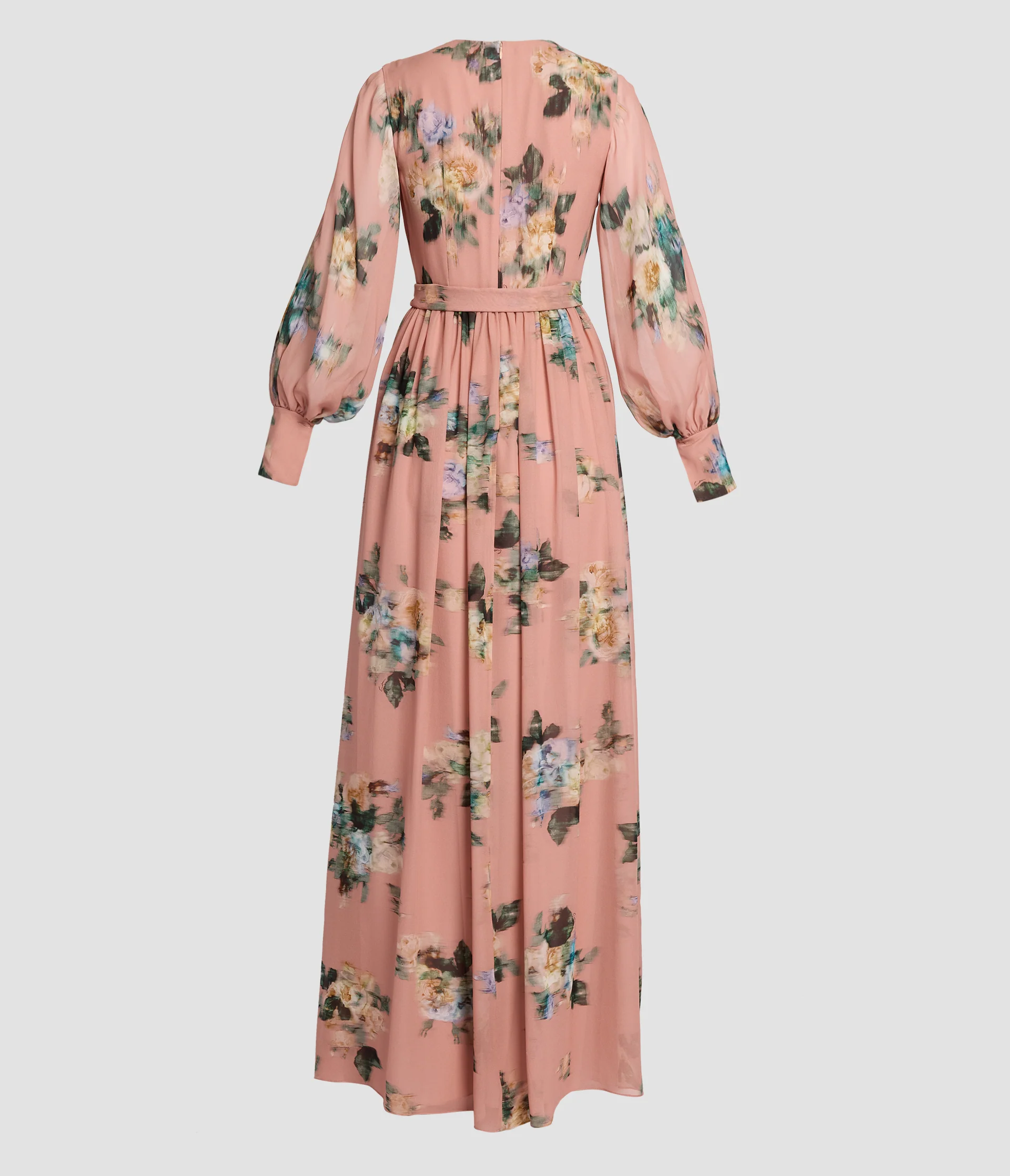 Floral Silk Voile Long Sleeve Gown - Image 2