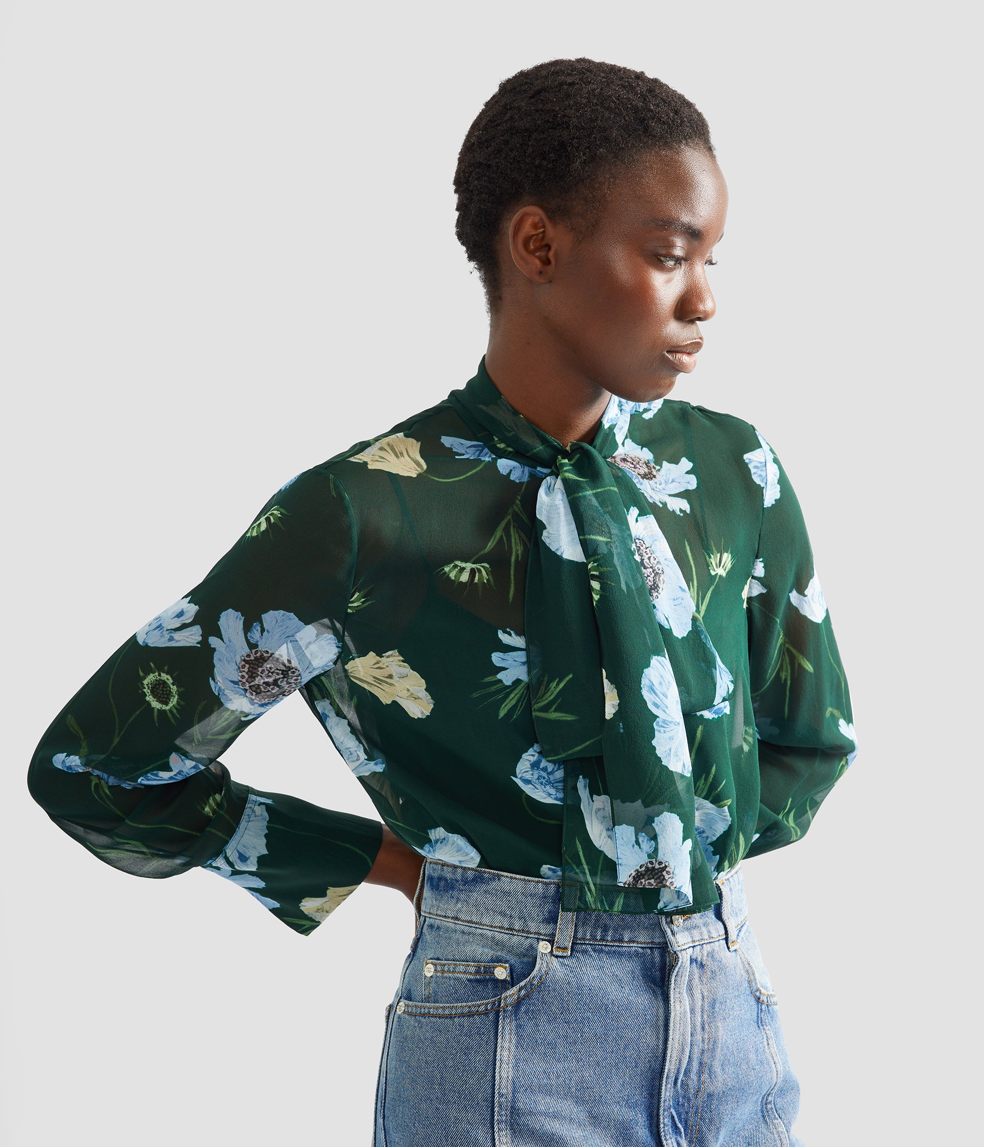 Floral Silk Voile Long Sleeve Shirt - Image 5