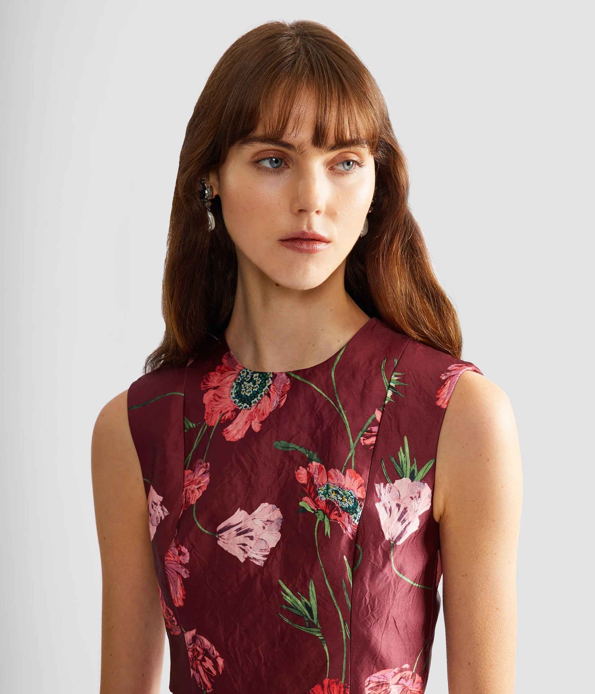 Floral Textured Satin Crop Top - Image 5
