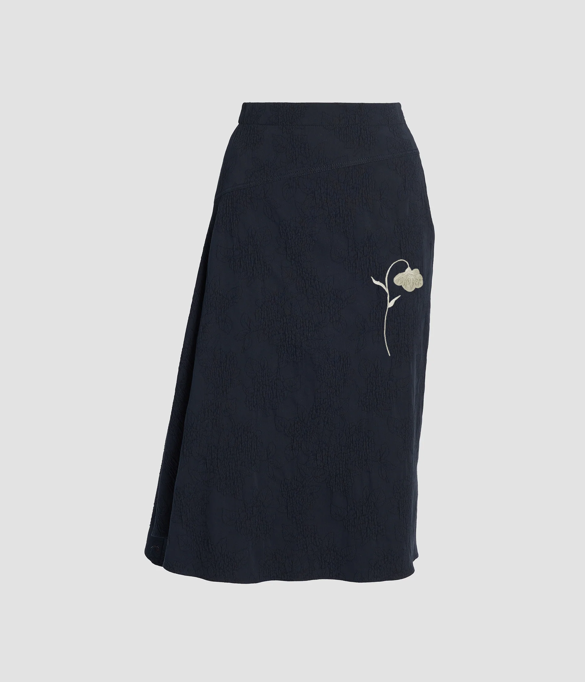 Flower Jacquard Drape Midi Skirt