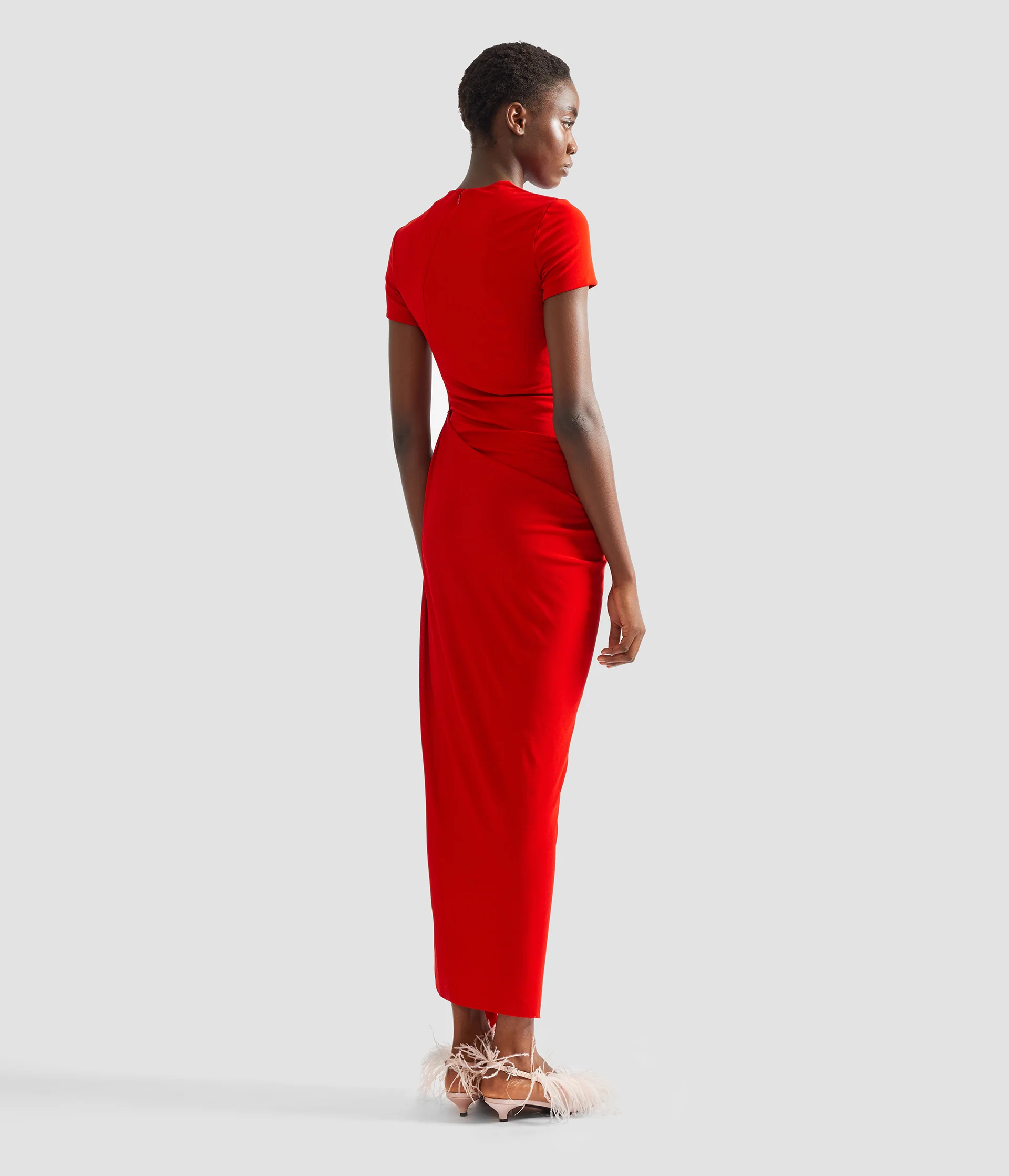 Fluid Crepe Jersey Short Sleeve Midi Dress - Image 3