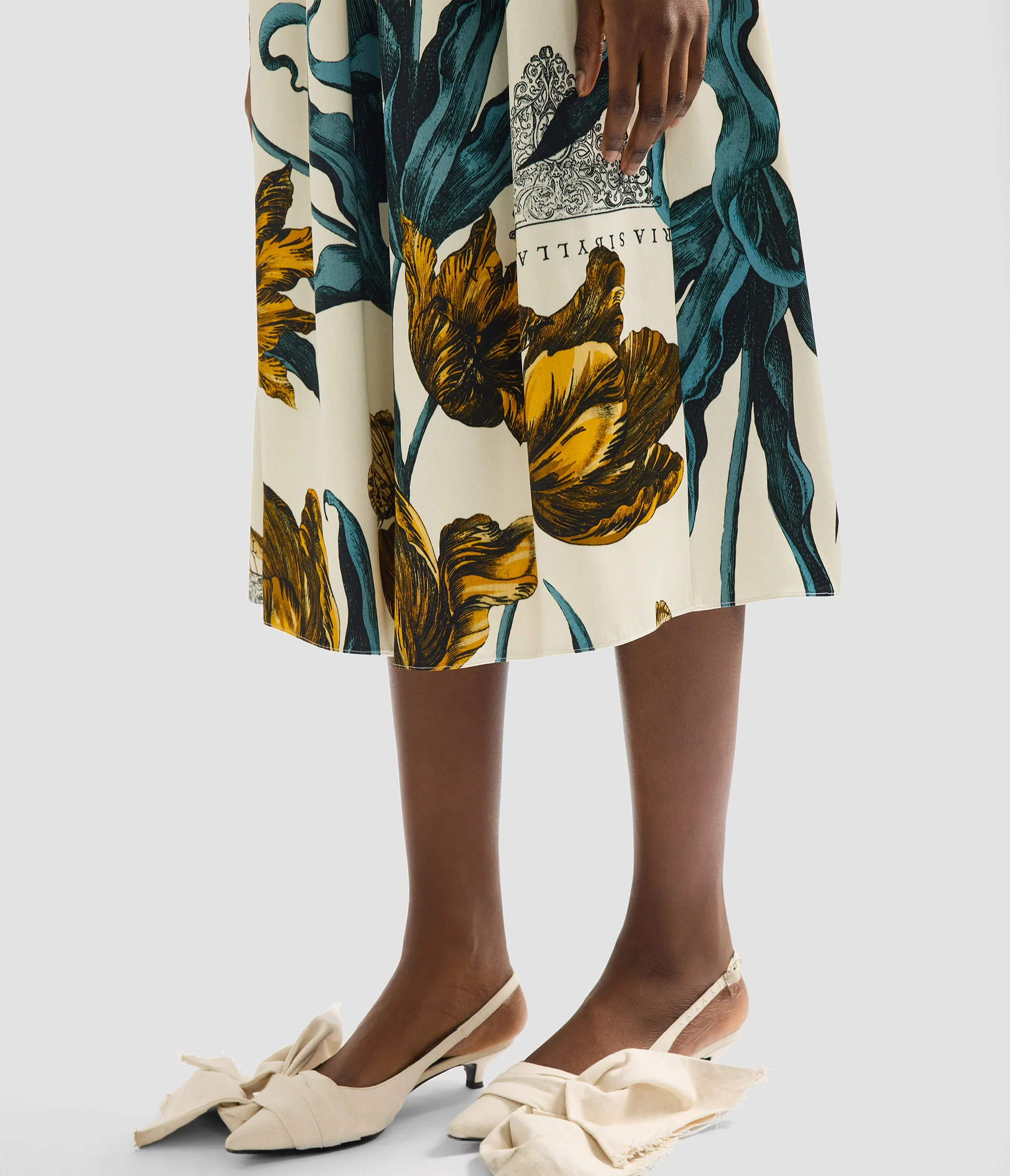 Floral Print Duchess Full Midi Skirt - Image 4