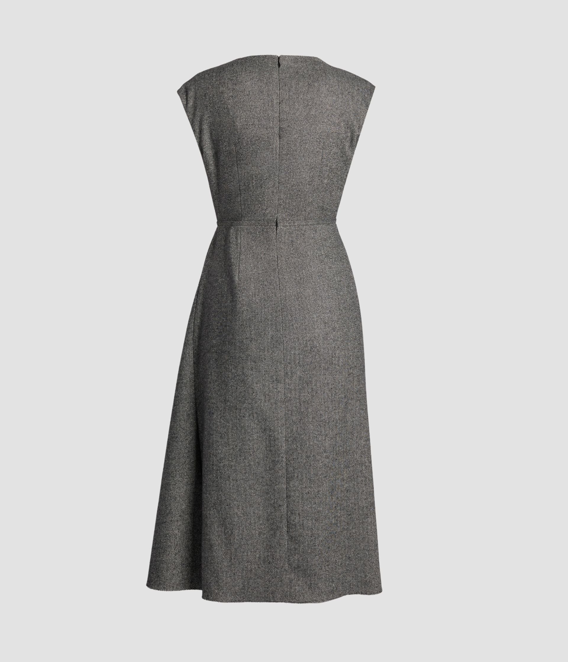 Herringbone Draped Midi Dress - Image 2