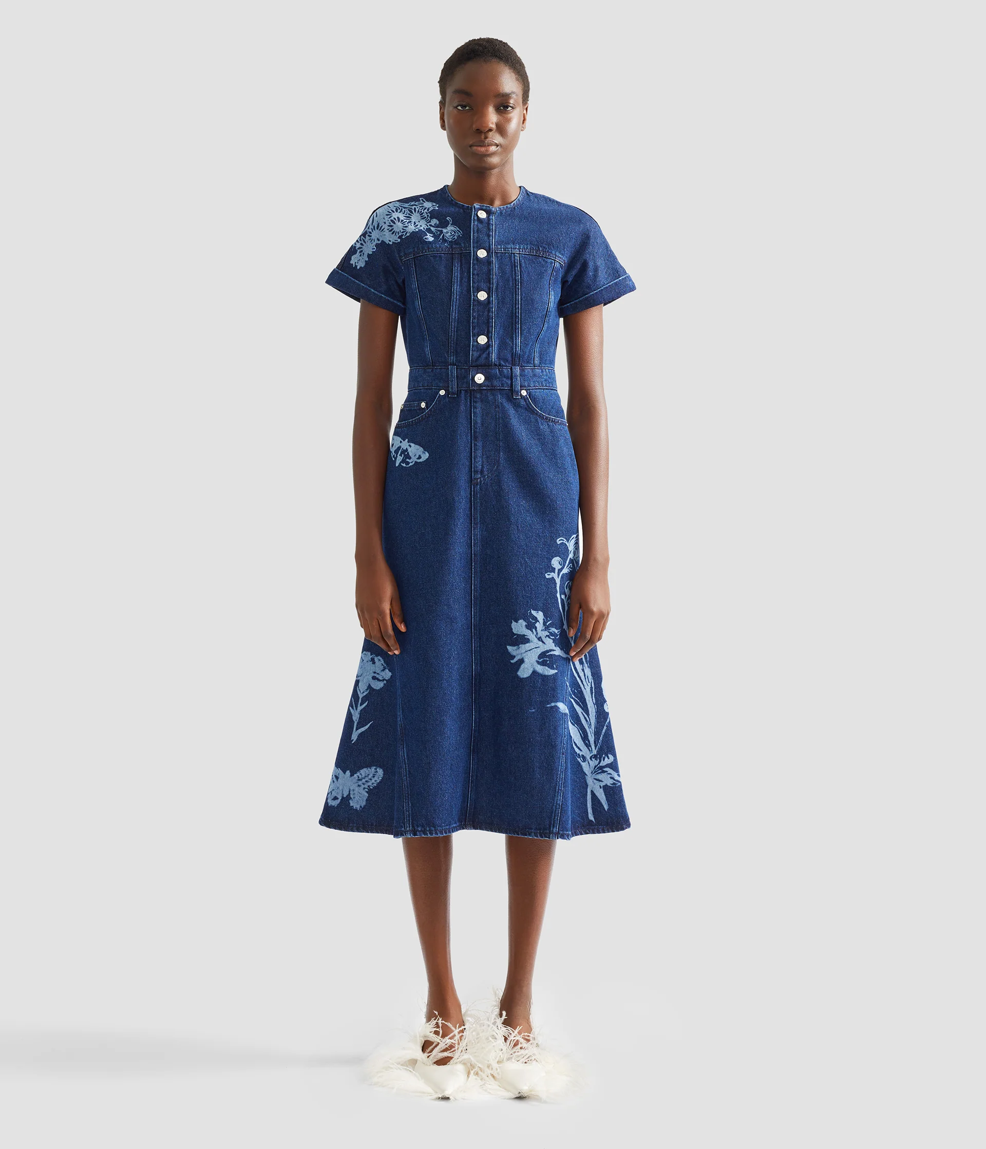 Indigo Denim Short Sleeve Midi Dress - Image 5