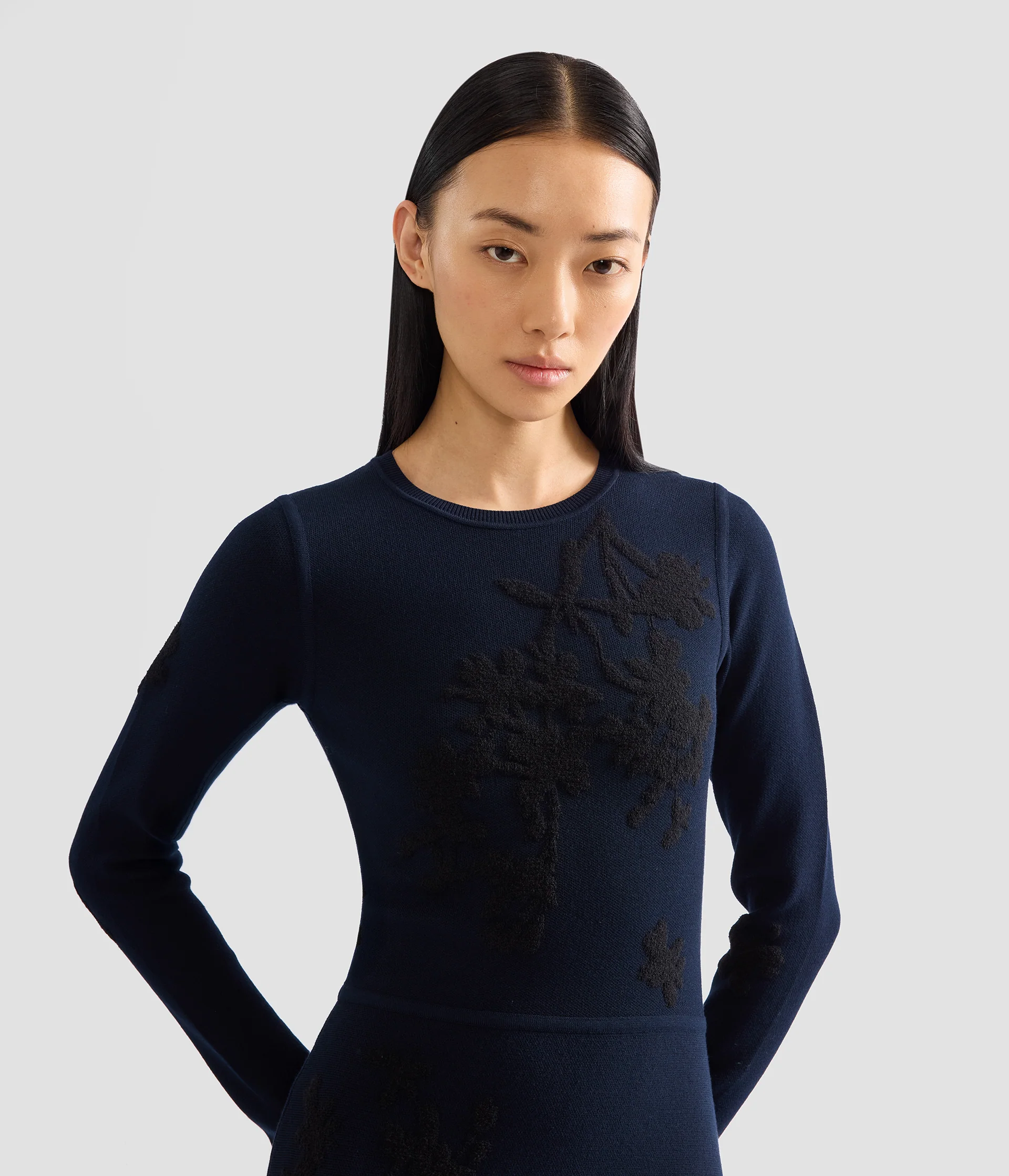 Jacquard Long Sleeve Midi Knit Dress - Image 5