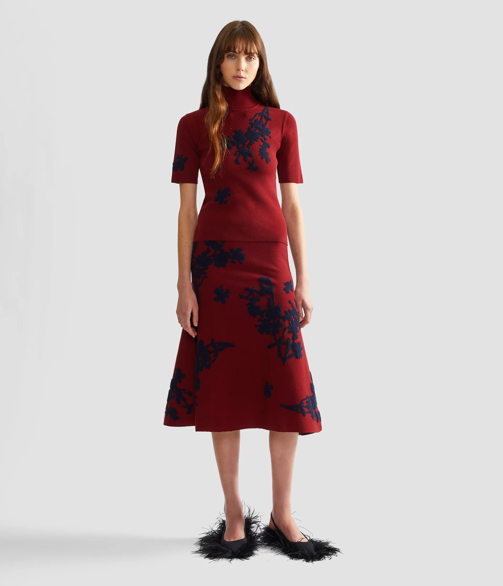Jacquard Midi Knit Skirt - Image 2