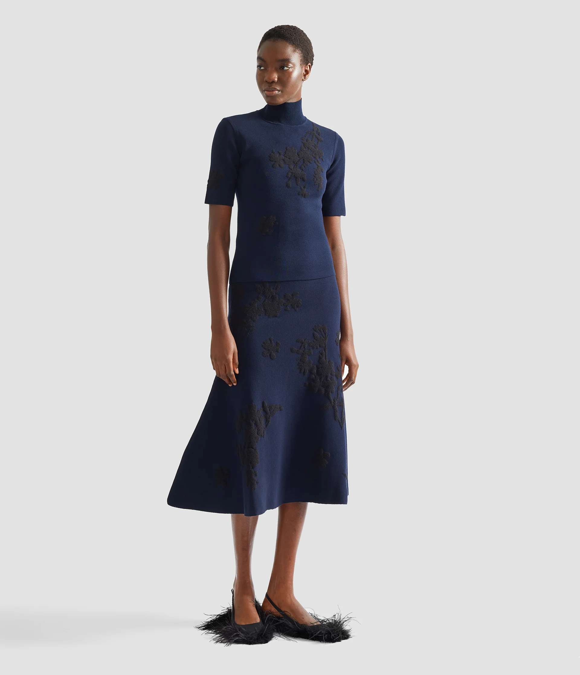 Jacquard Short Sleeve Knit Top - Image 2
