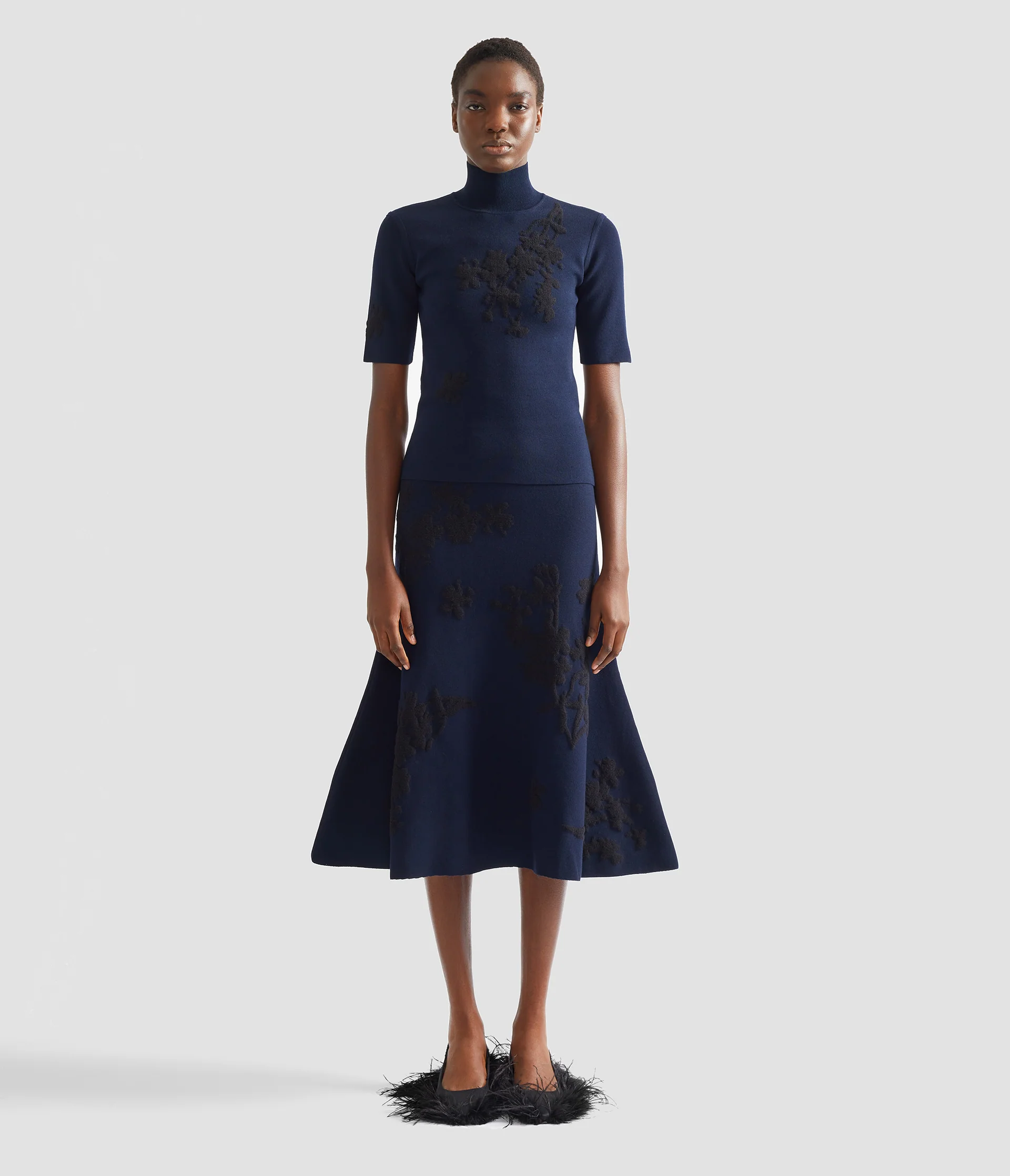 Jacquard Short Sleeve Knit Top - Image 4