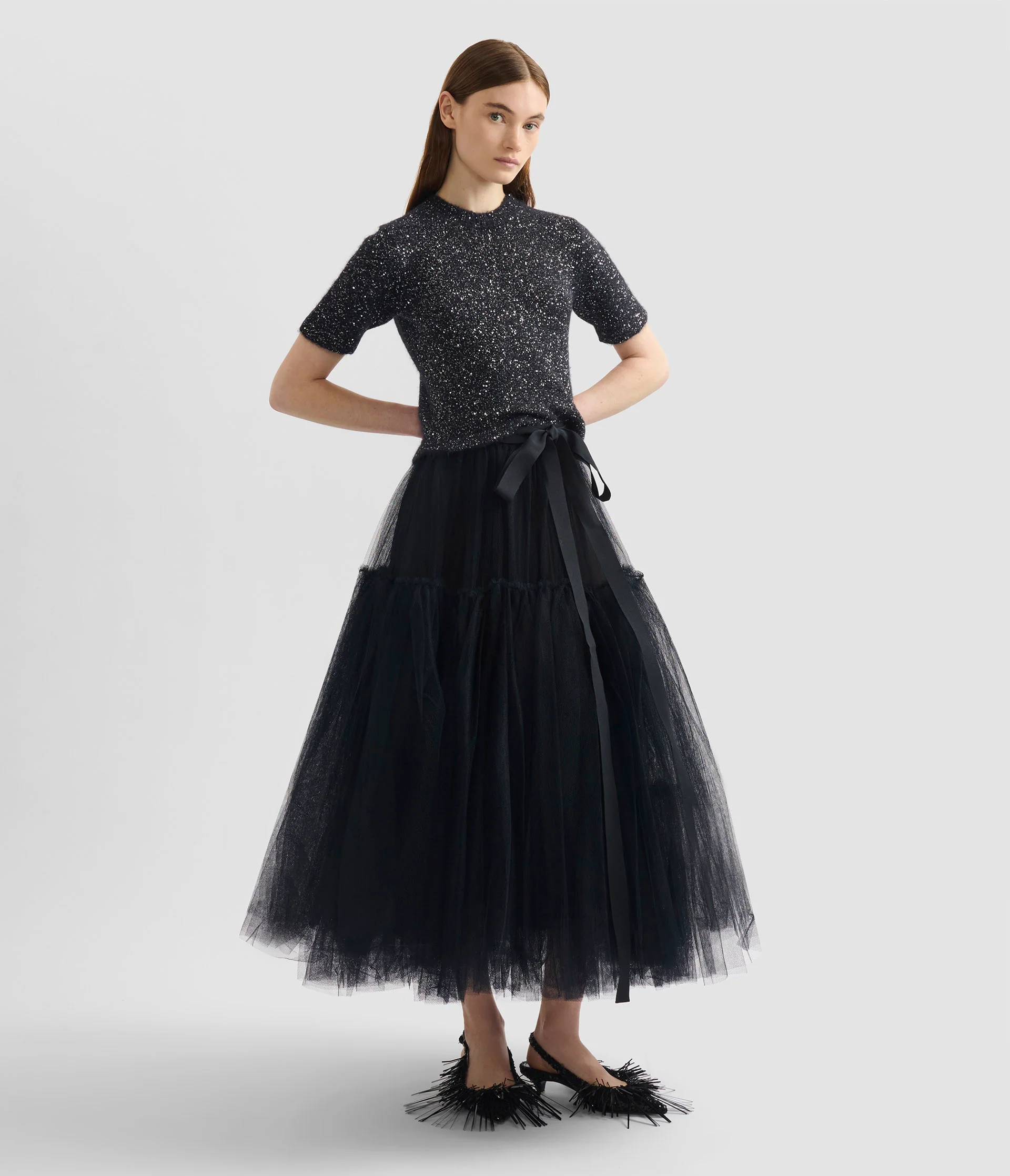 Sequin Short Sleeve Knit Top - Image 2