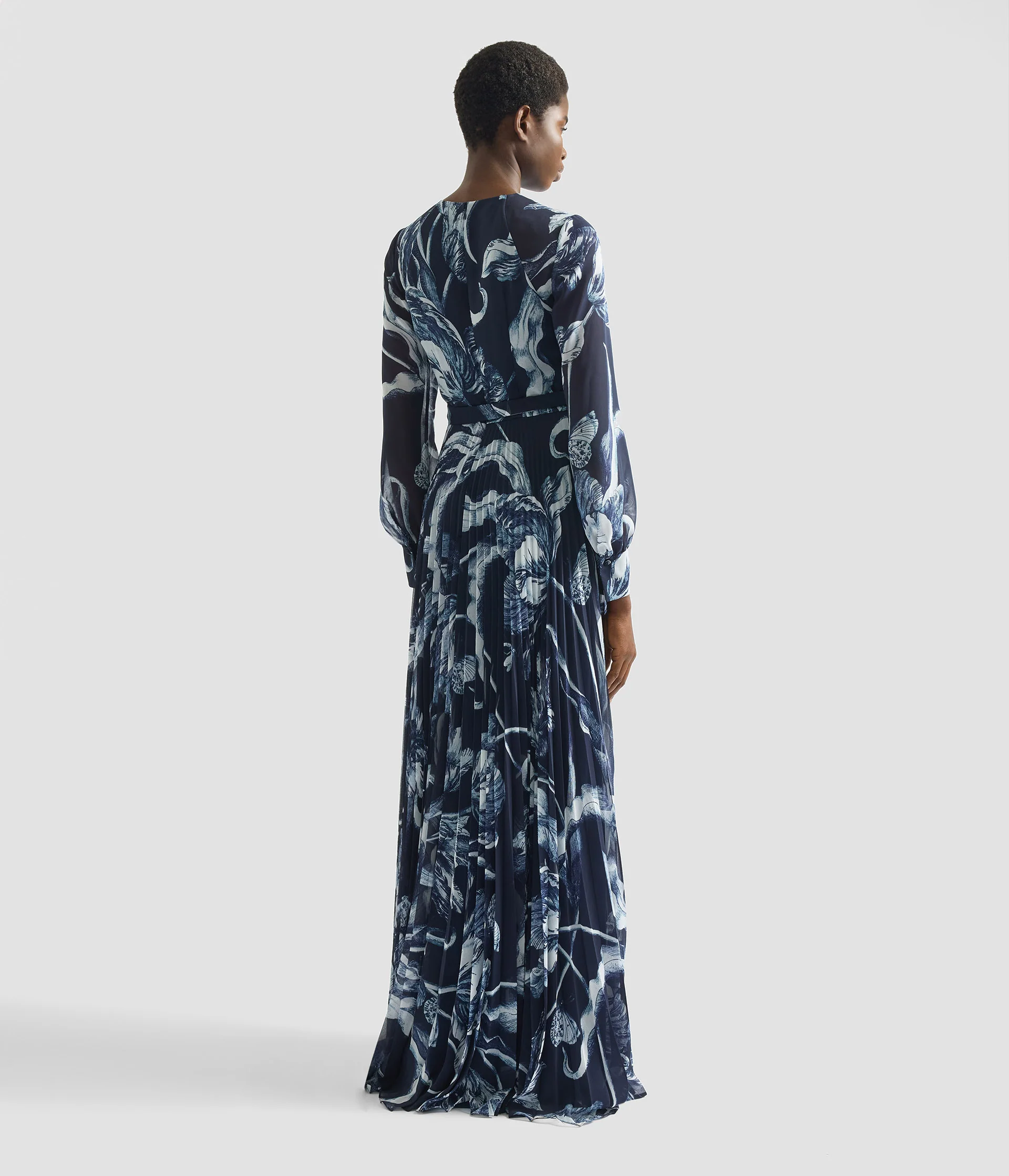 Floral Print Voile Long Sleeve Gown - Image 3