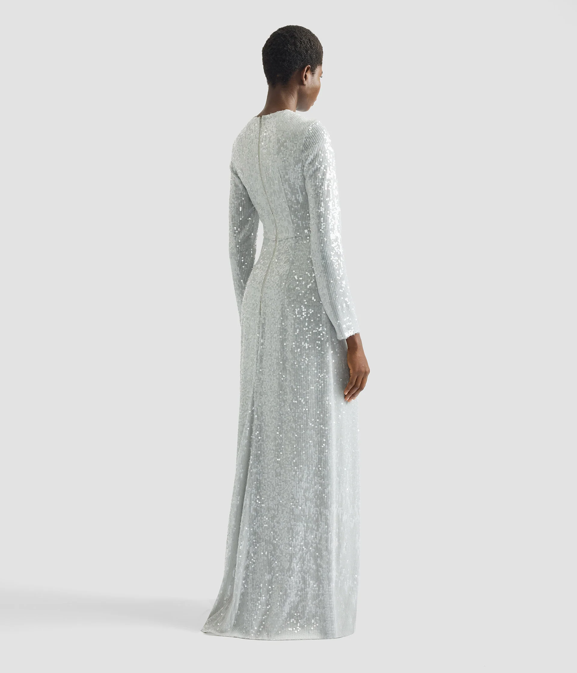 Embellished Sequins Long Sleeve Gown - Image 3