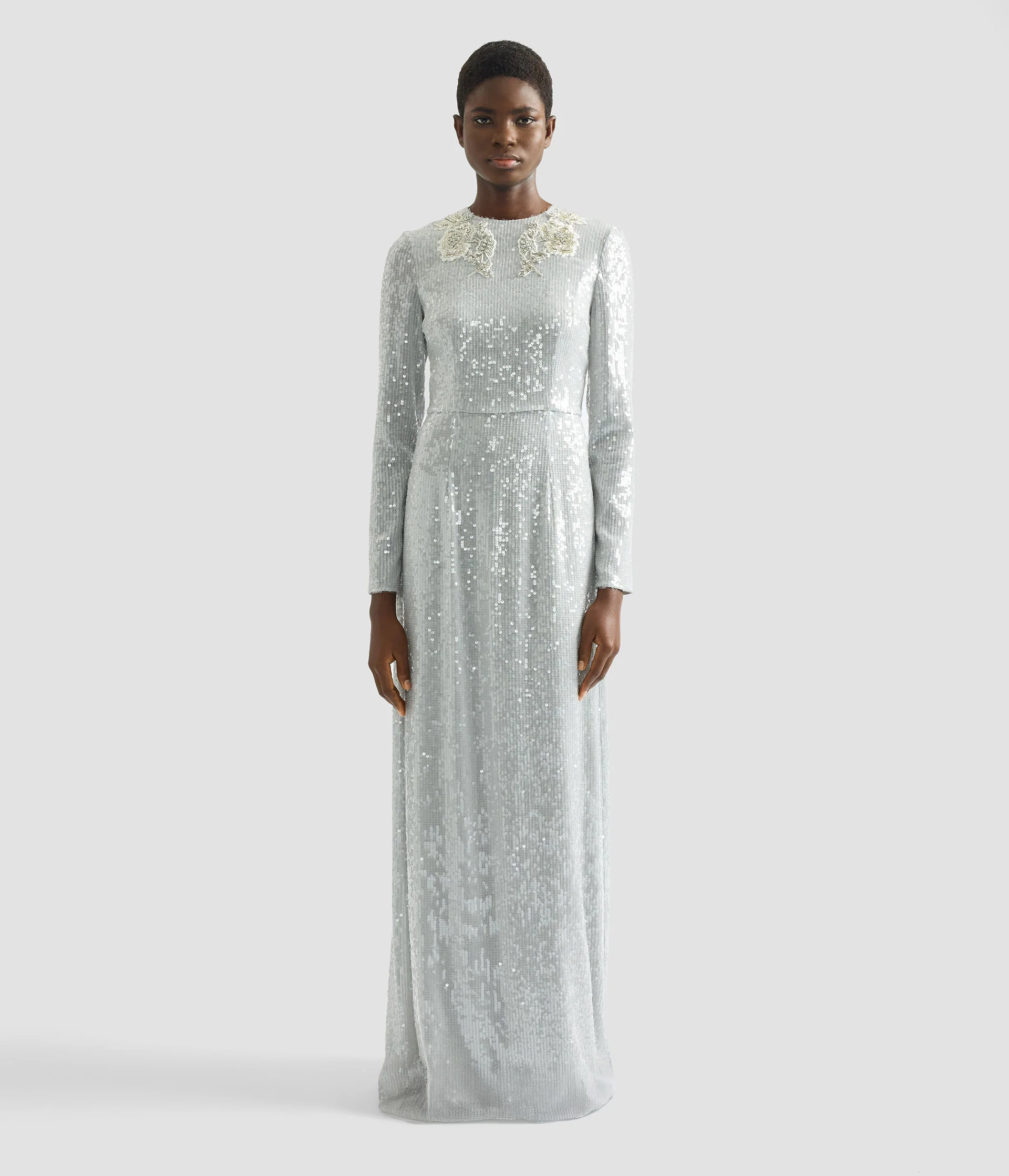Embellished Sequins Long Sleeve Gown - Image 4