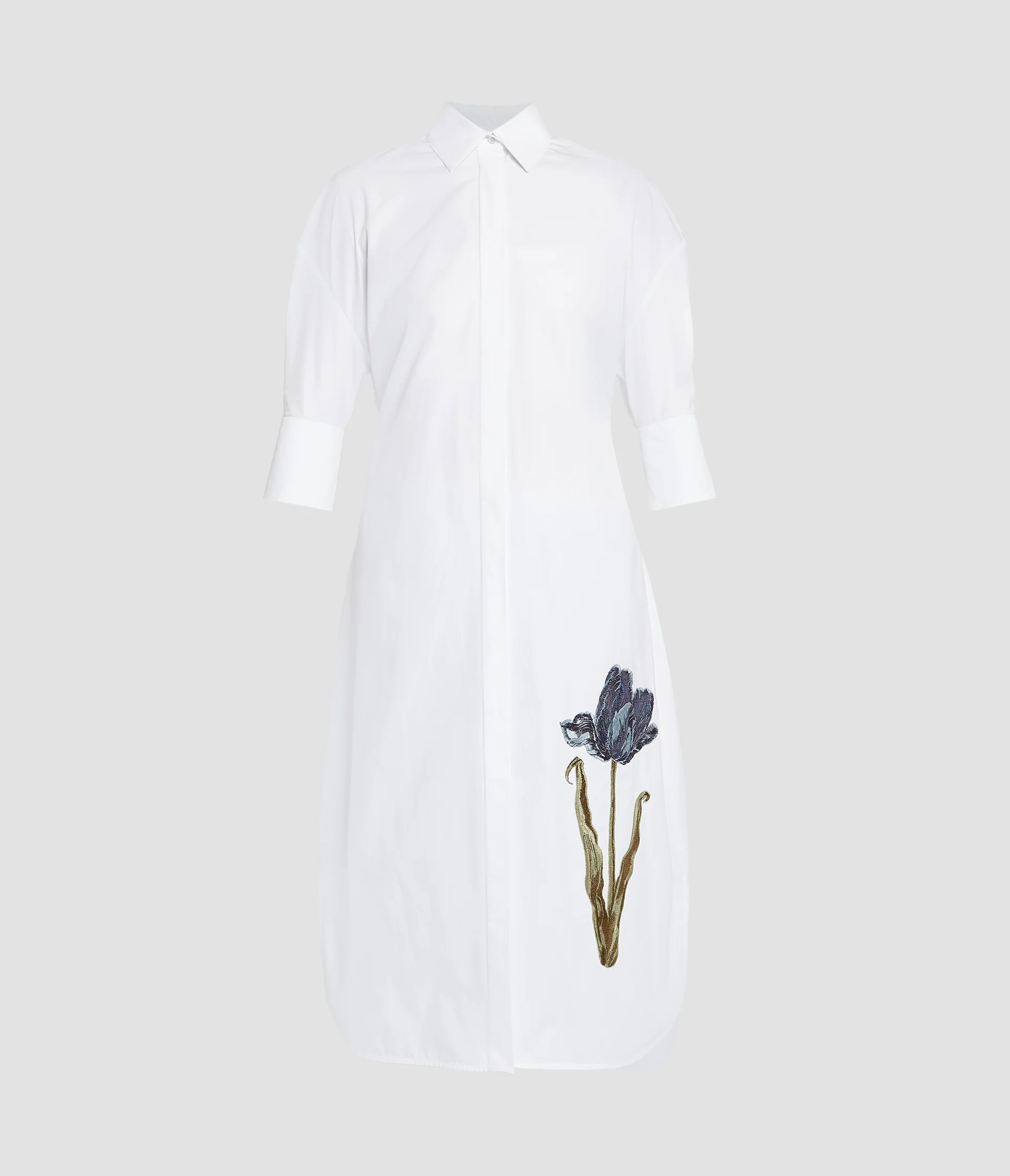Embroidered Long Sleeve Shirt Dress