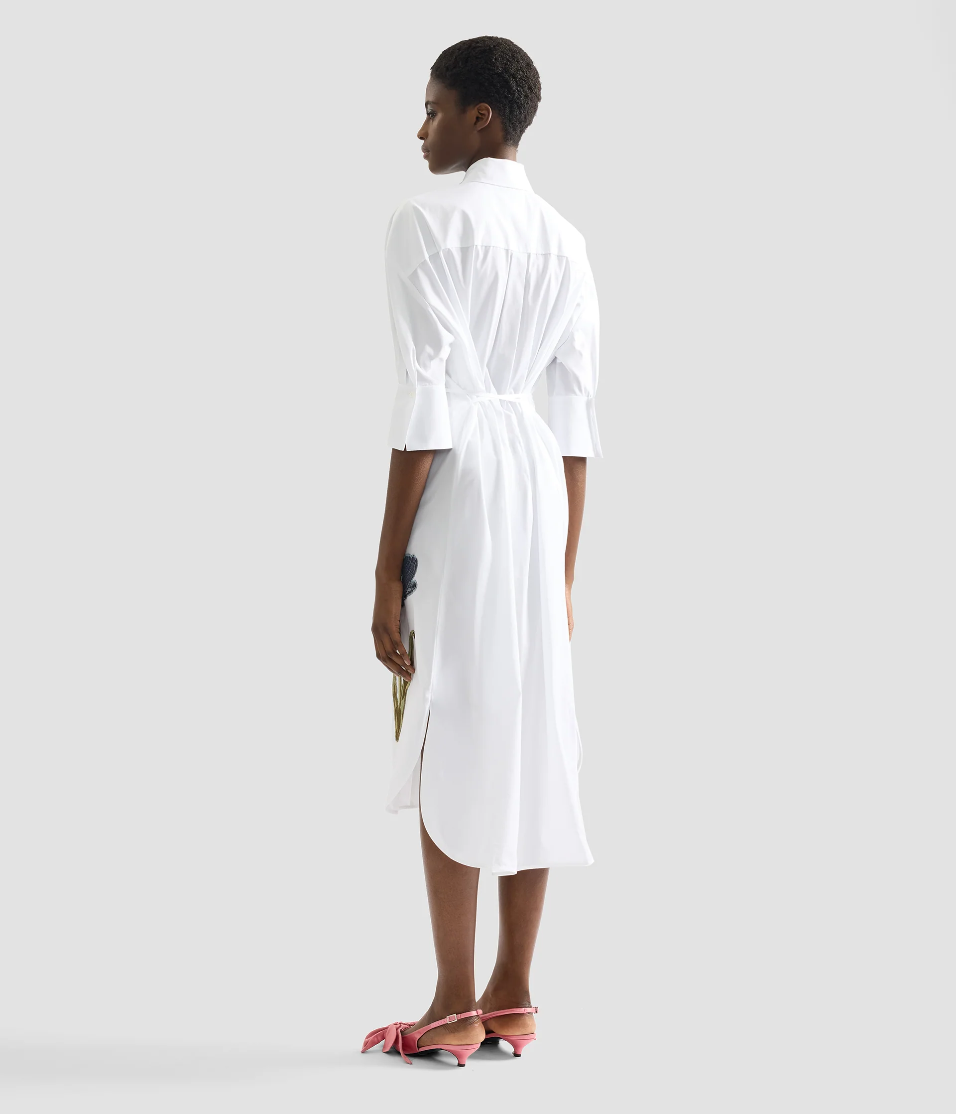 Embroidered Long Sleeve Shirt Dress - Image 4