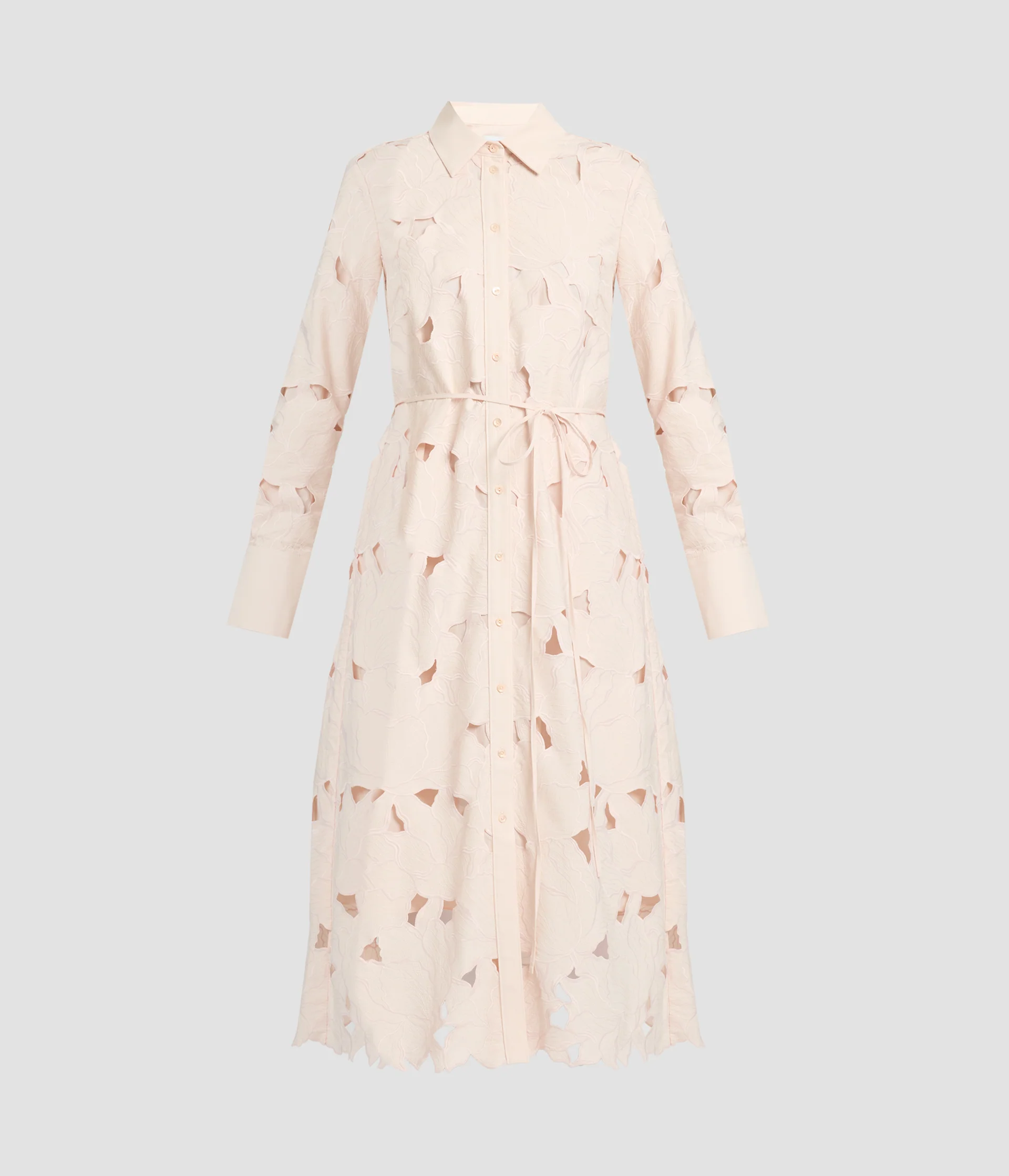 Floral Cutwork Long Sleeve Midi Dress