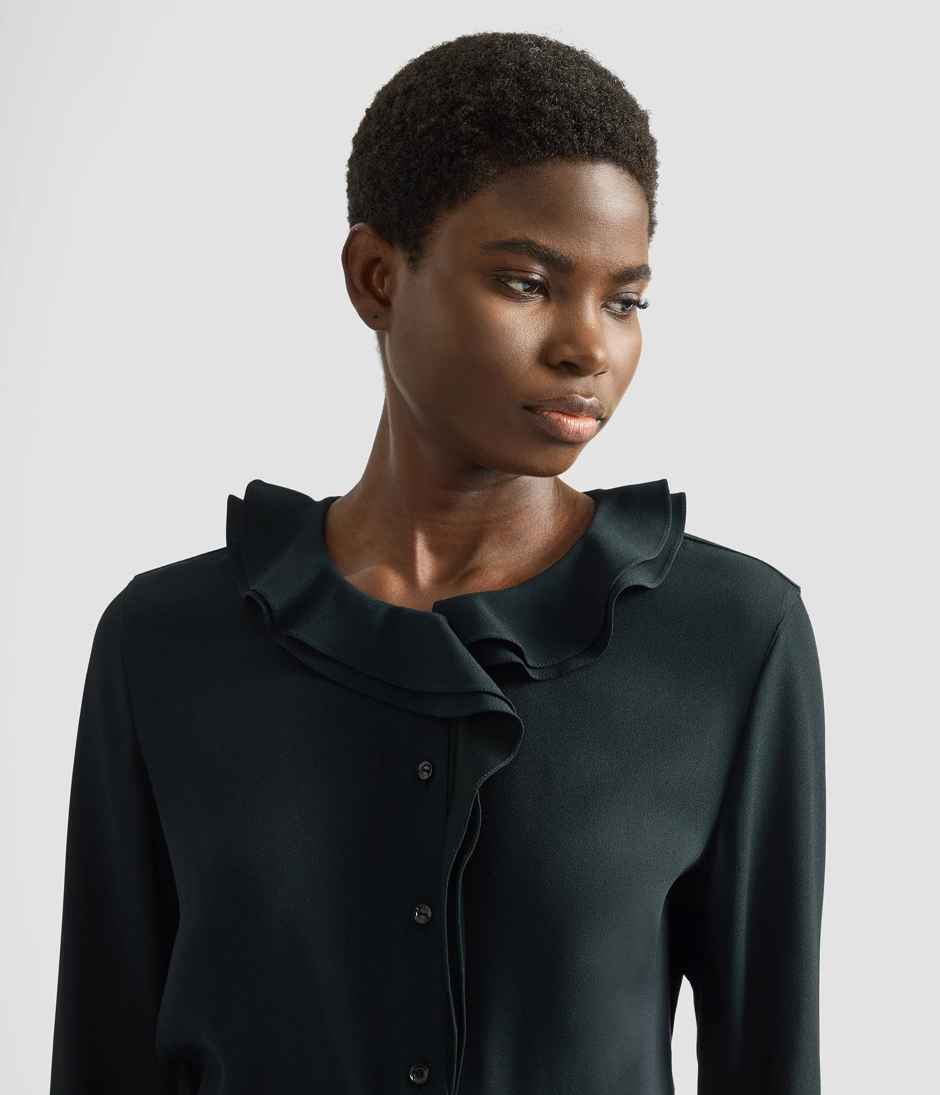 Satin Cady Long Sleeve Shirt - Image 5