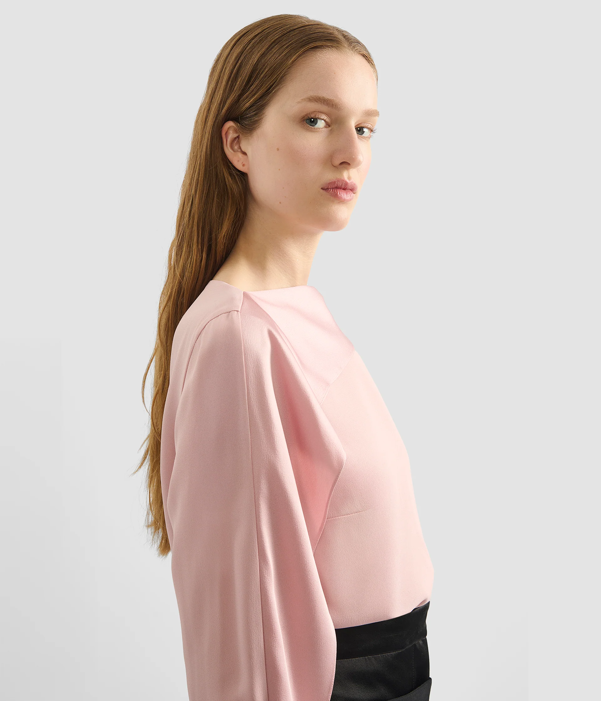 Draped Satin Cady Long Sleeve Blouse - Image 5