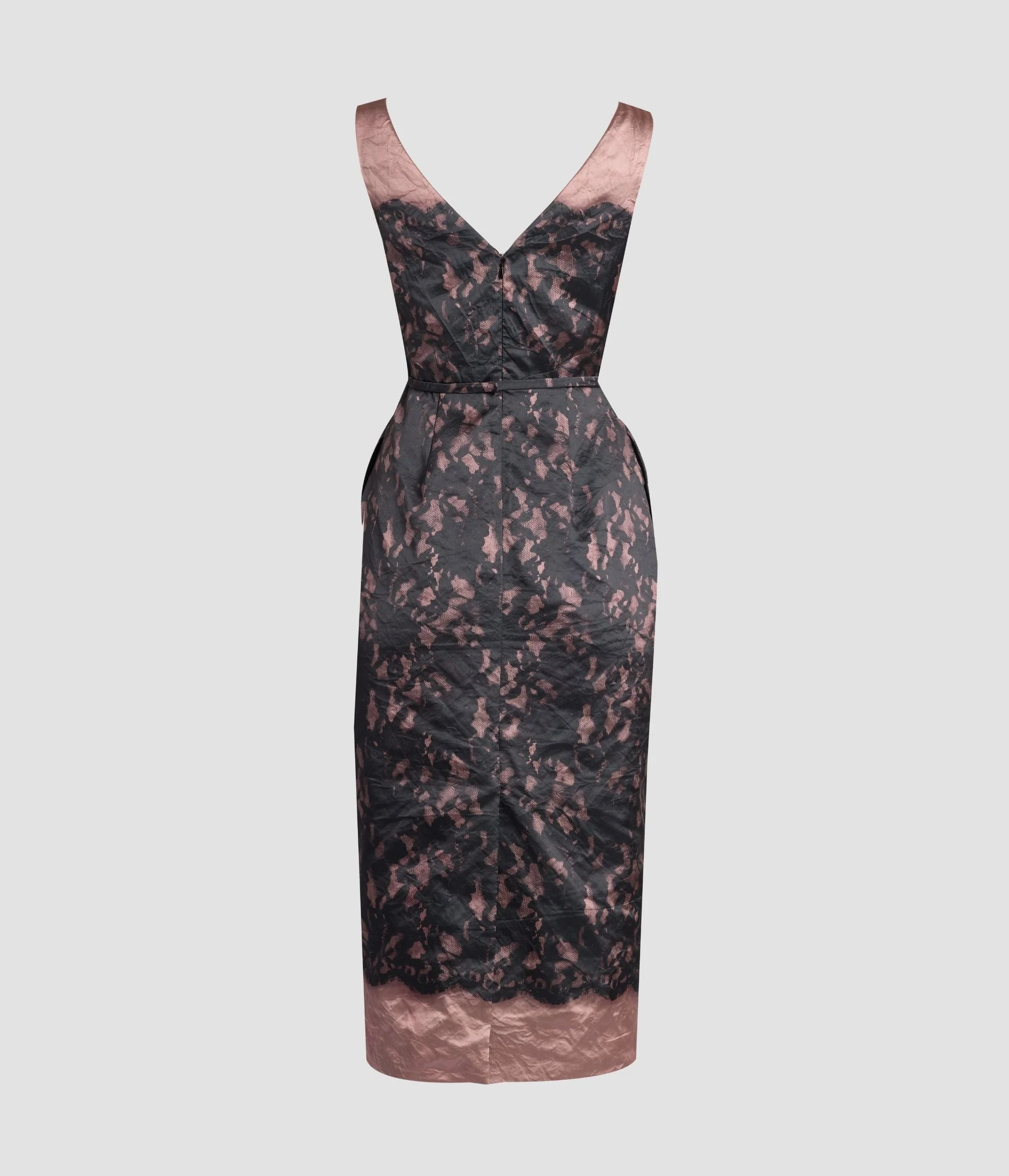 Printed Textured Satin Sleeveless Midi Dress - Image 2