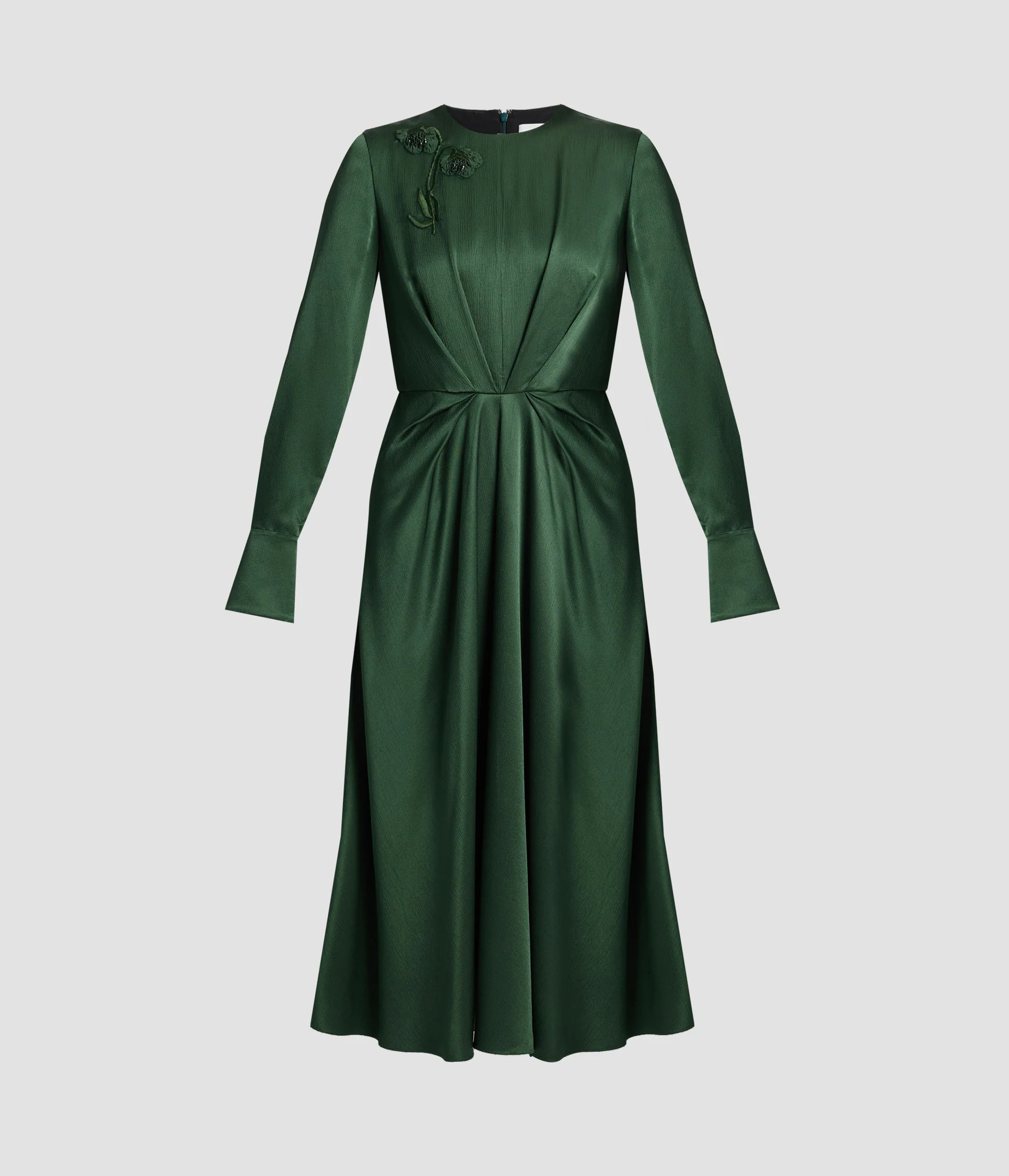 Satin Seersucker Draped Midi Dress