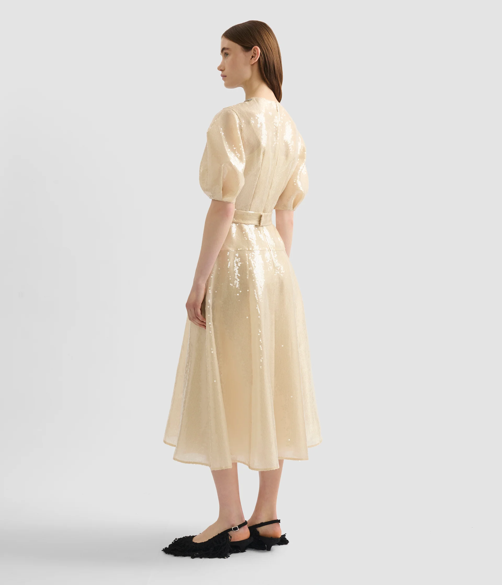 Embellished Organza Sequin Midi Dress - Image 3