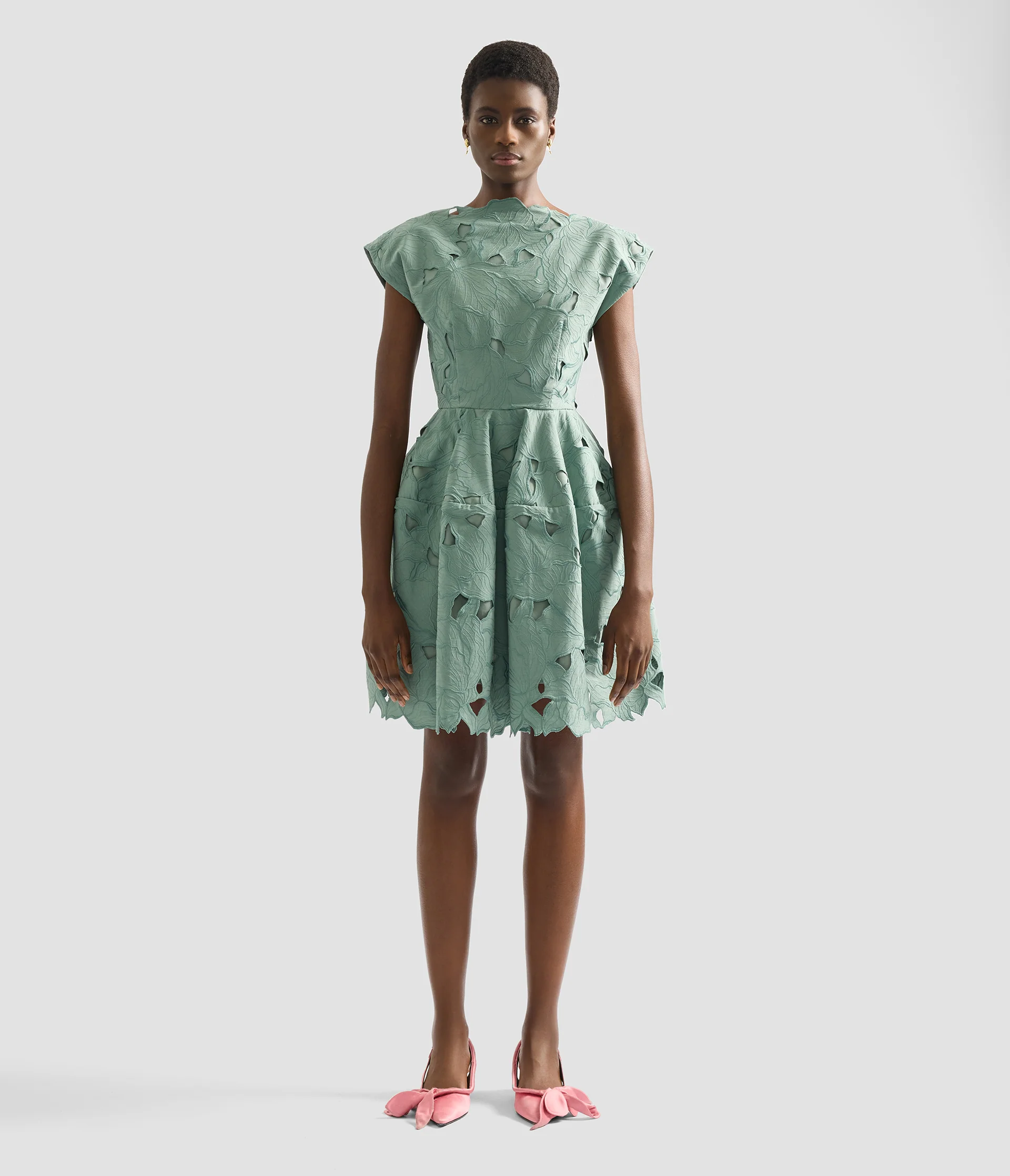 Floral Cutwork Mini Dress - Image 4