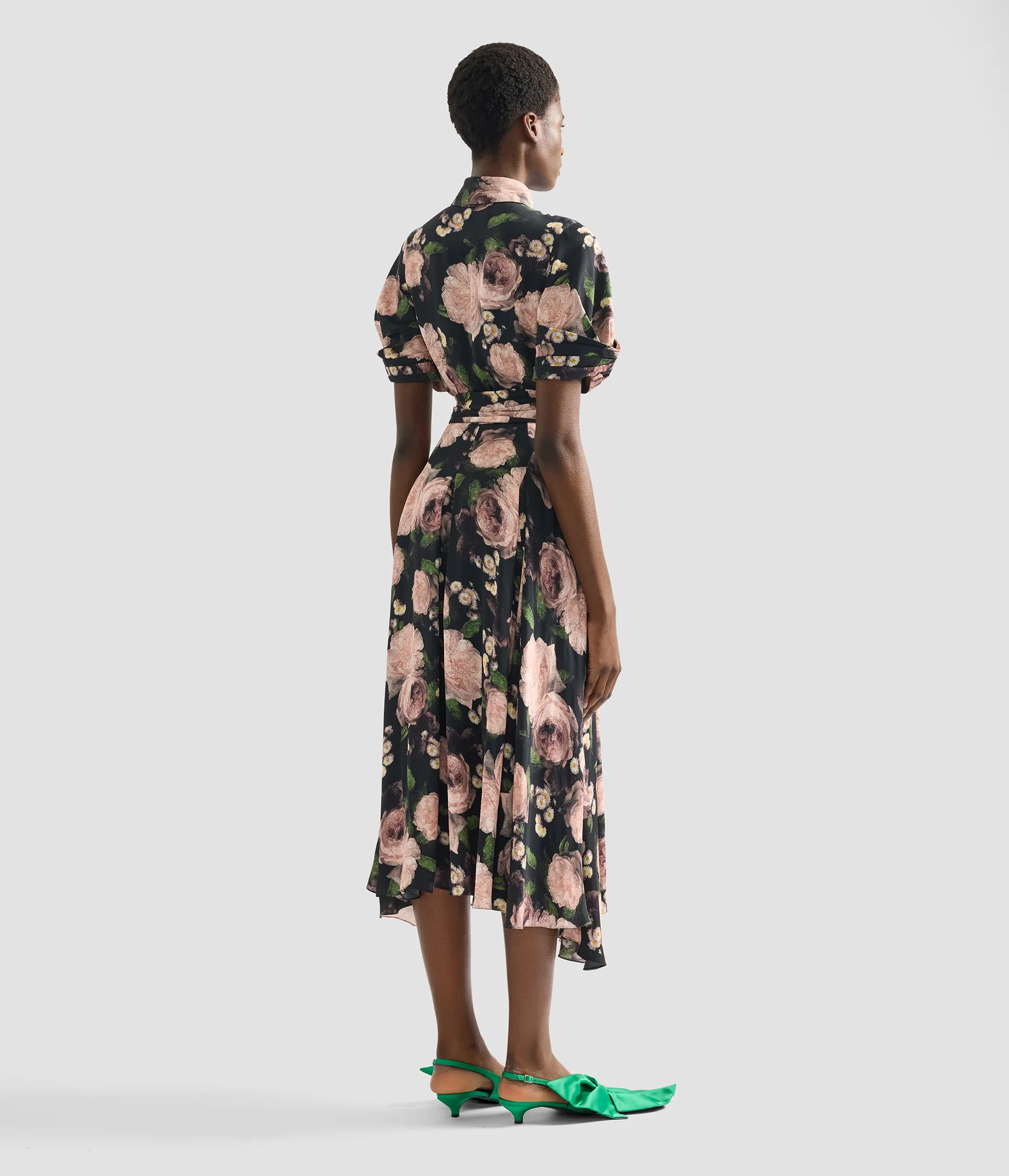 Floral Print Short Sleeve Midi Dress - Image 3