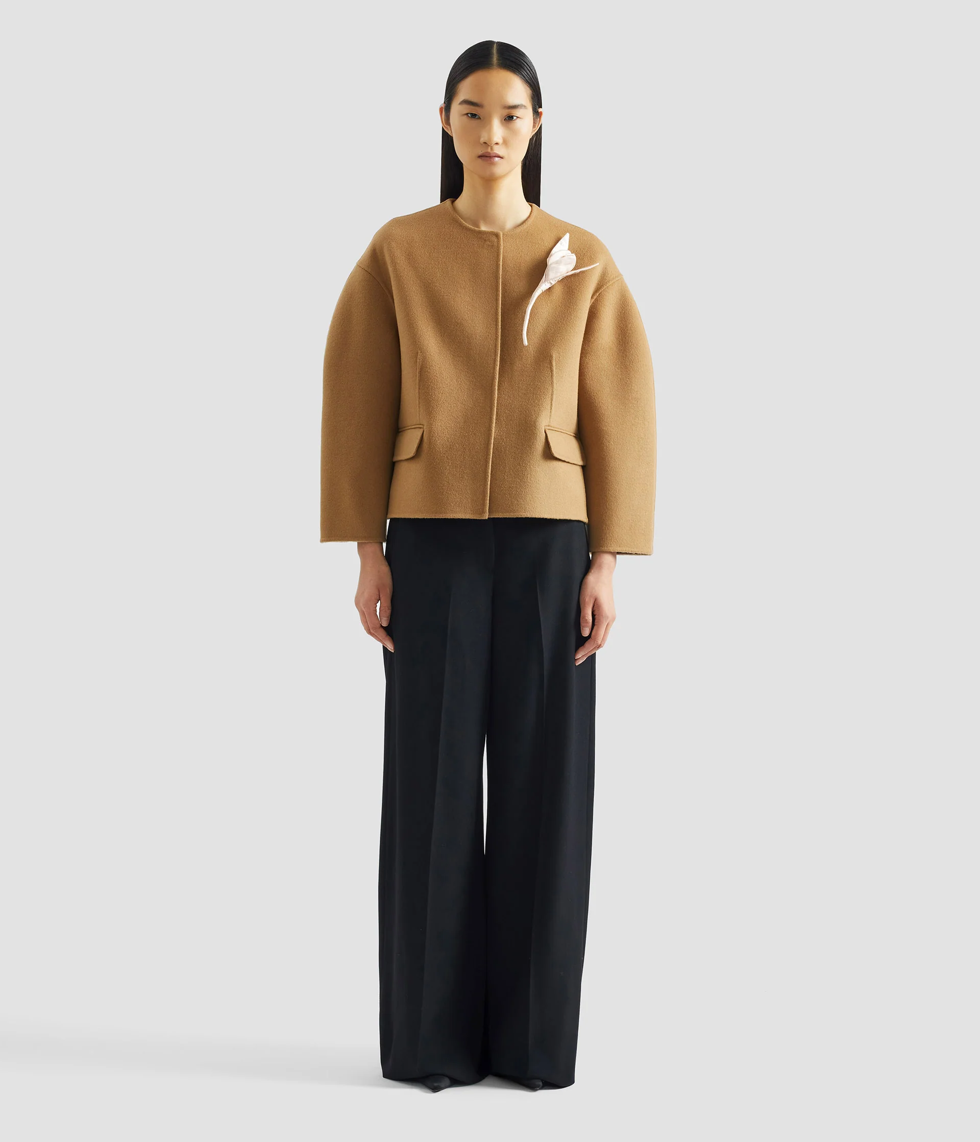 Floral Appliqué Double Faced Cropped Jacket - Image 4