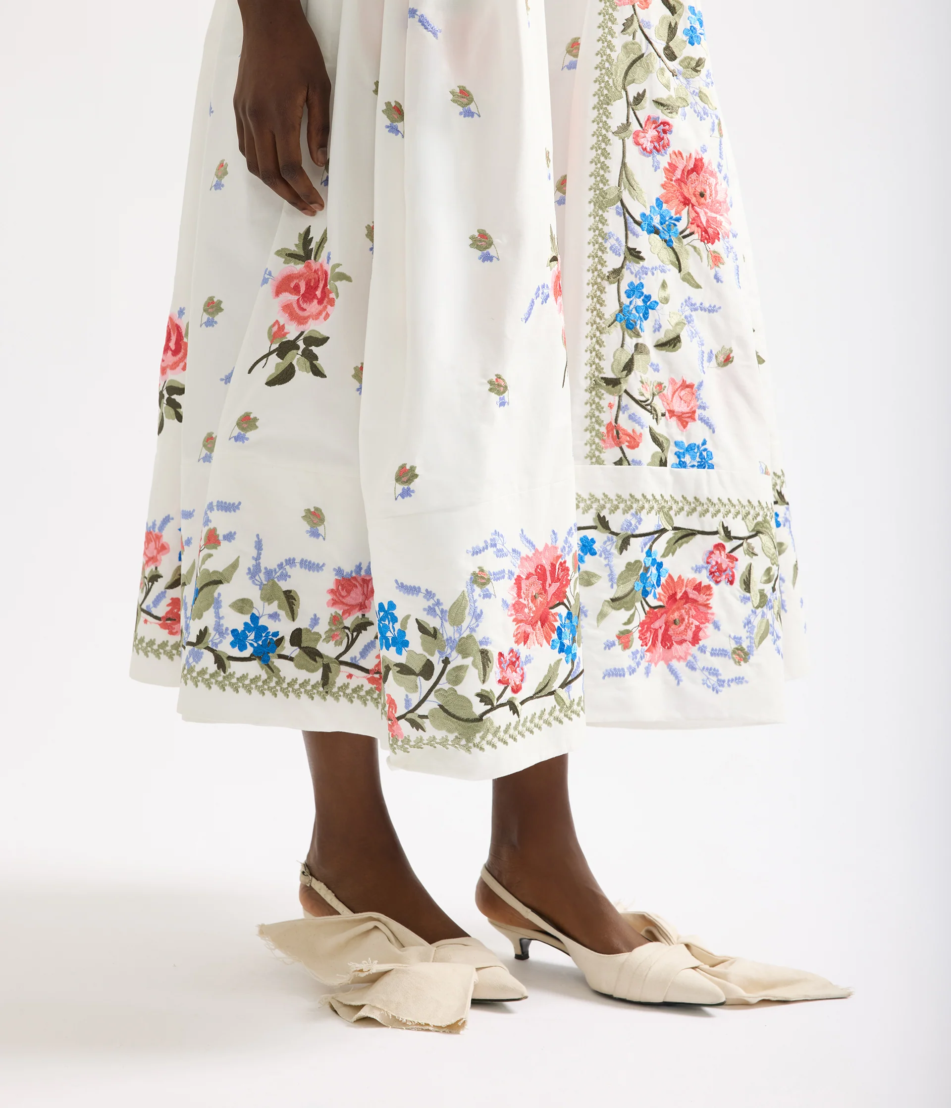 Embroidered Cotton Faille Sleeveless Midi Dress - Image 6