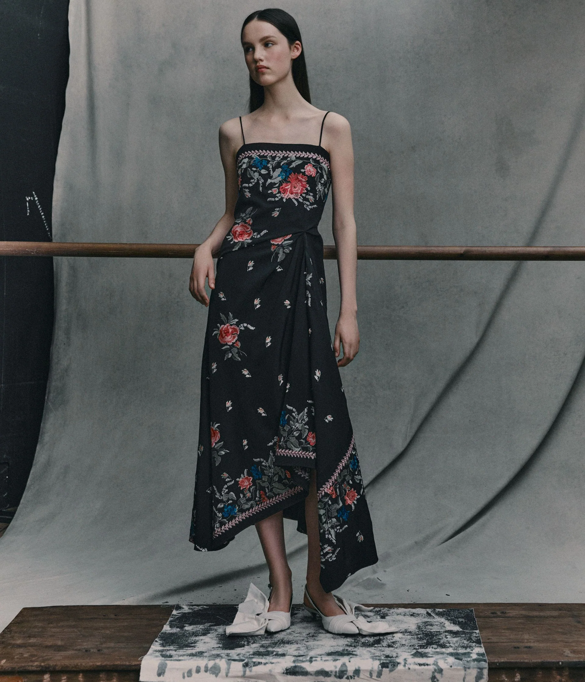 Embroidered Grain De Poudre Sleeveless Midi Dress - Image 6