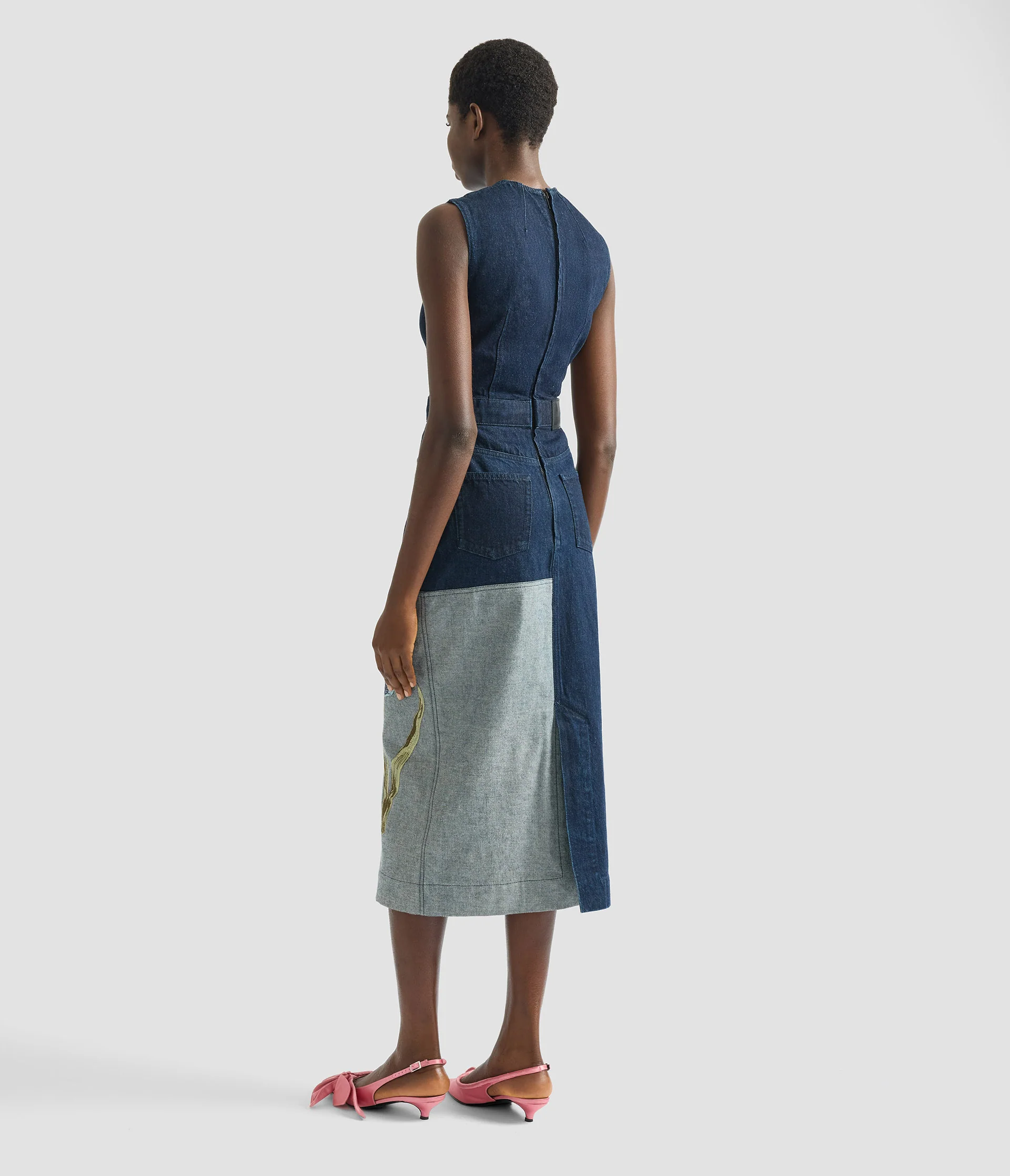 Denim Sleeveless Midi Dress - Image 4