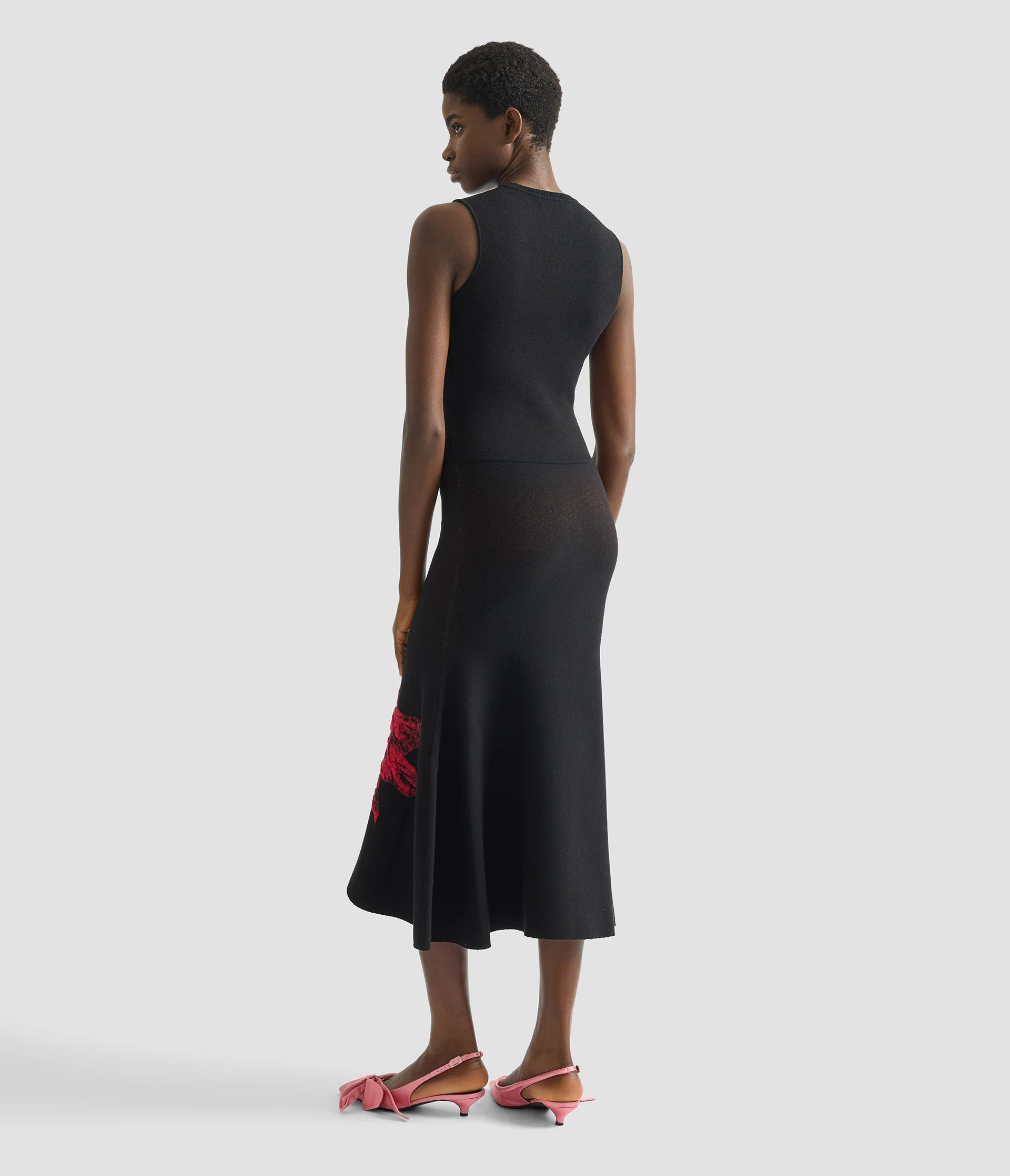Floral Jacquard Sleeveless Knit Dress - Image 3