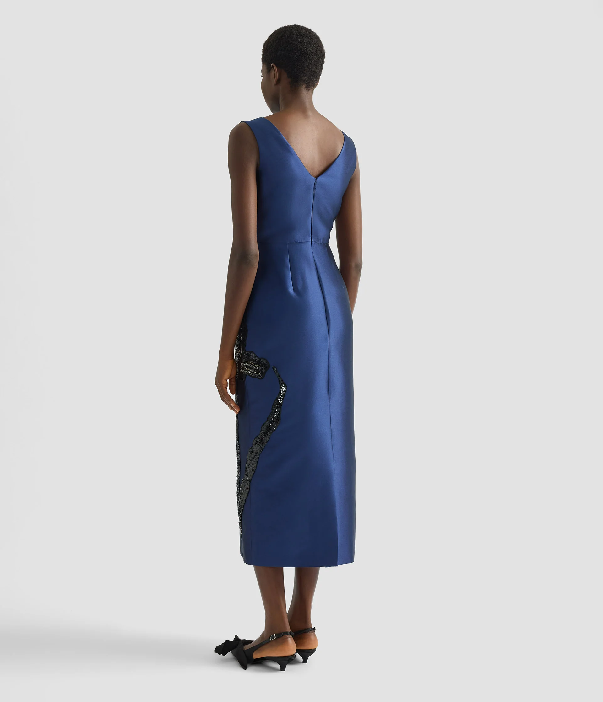 Embellished Mikado Sleeveless Midi Dress - Image 3