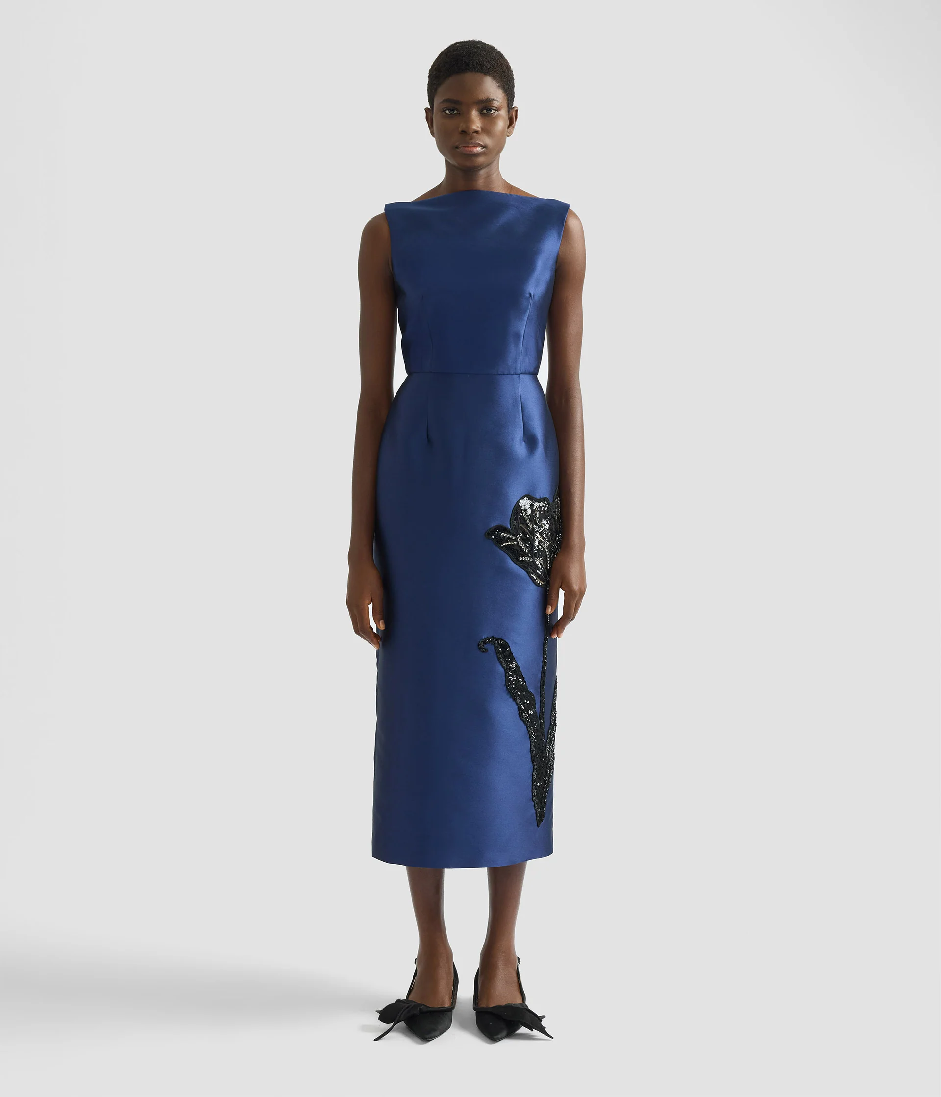 Embellished Mikado Sleeveless Midi Dress - Image 4