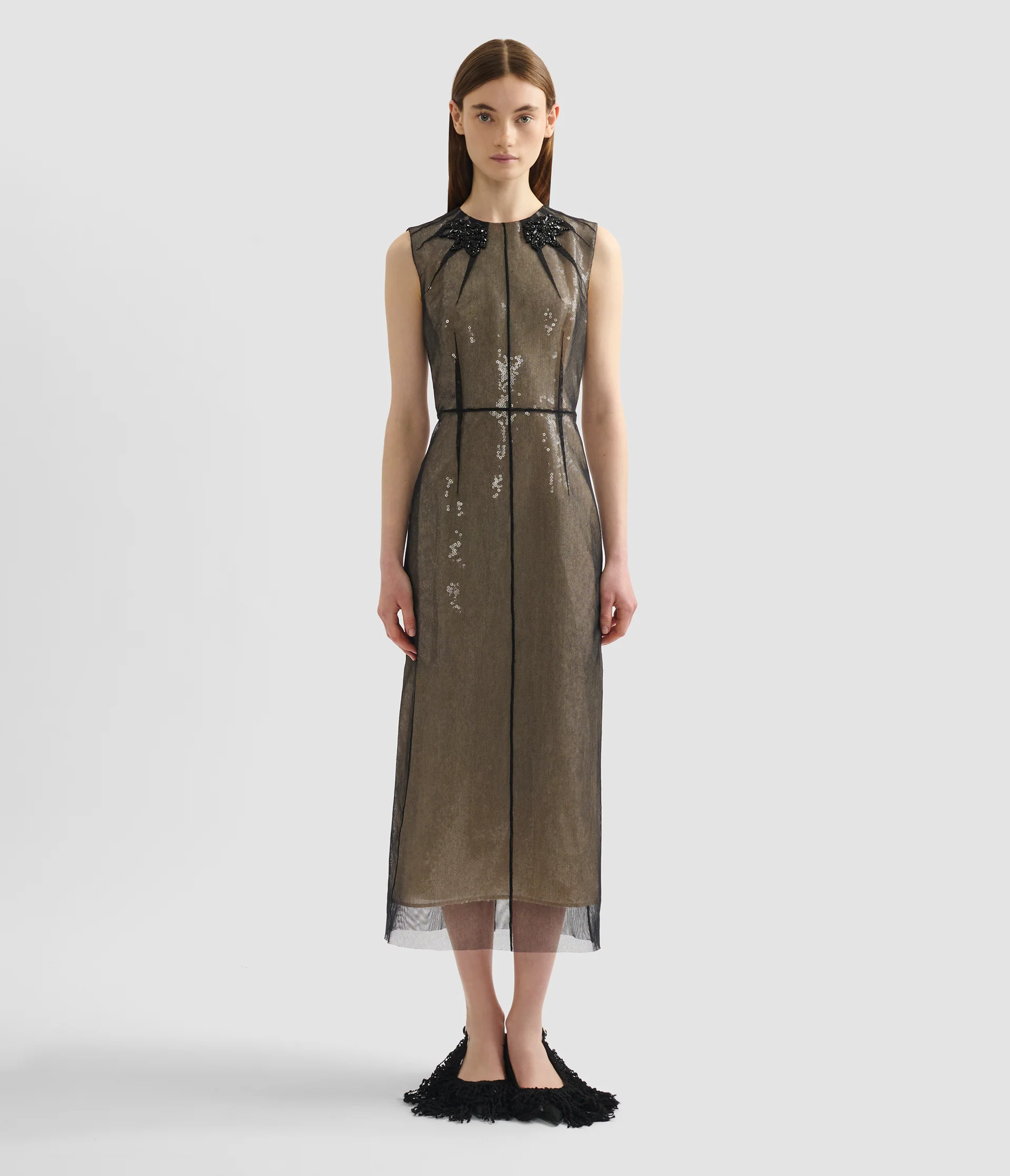 Embellished Organza Sequin Midi Dress - Image 4