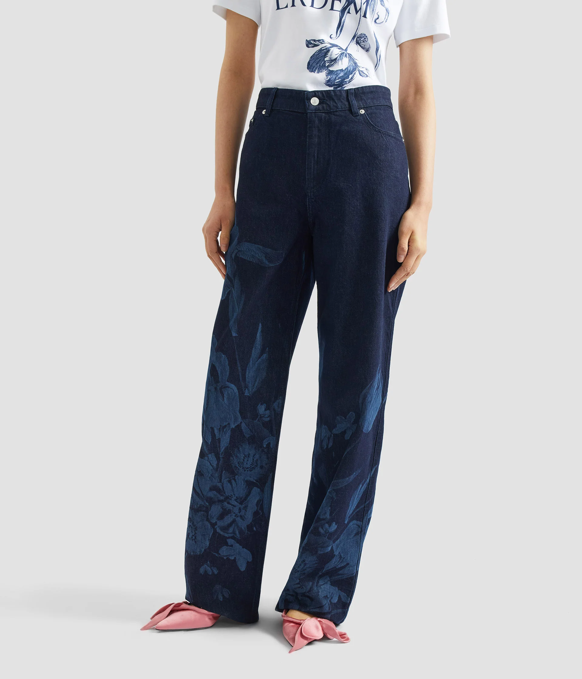 Printed Denim Straight Trouser - Image 5