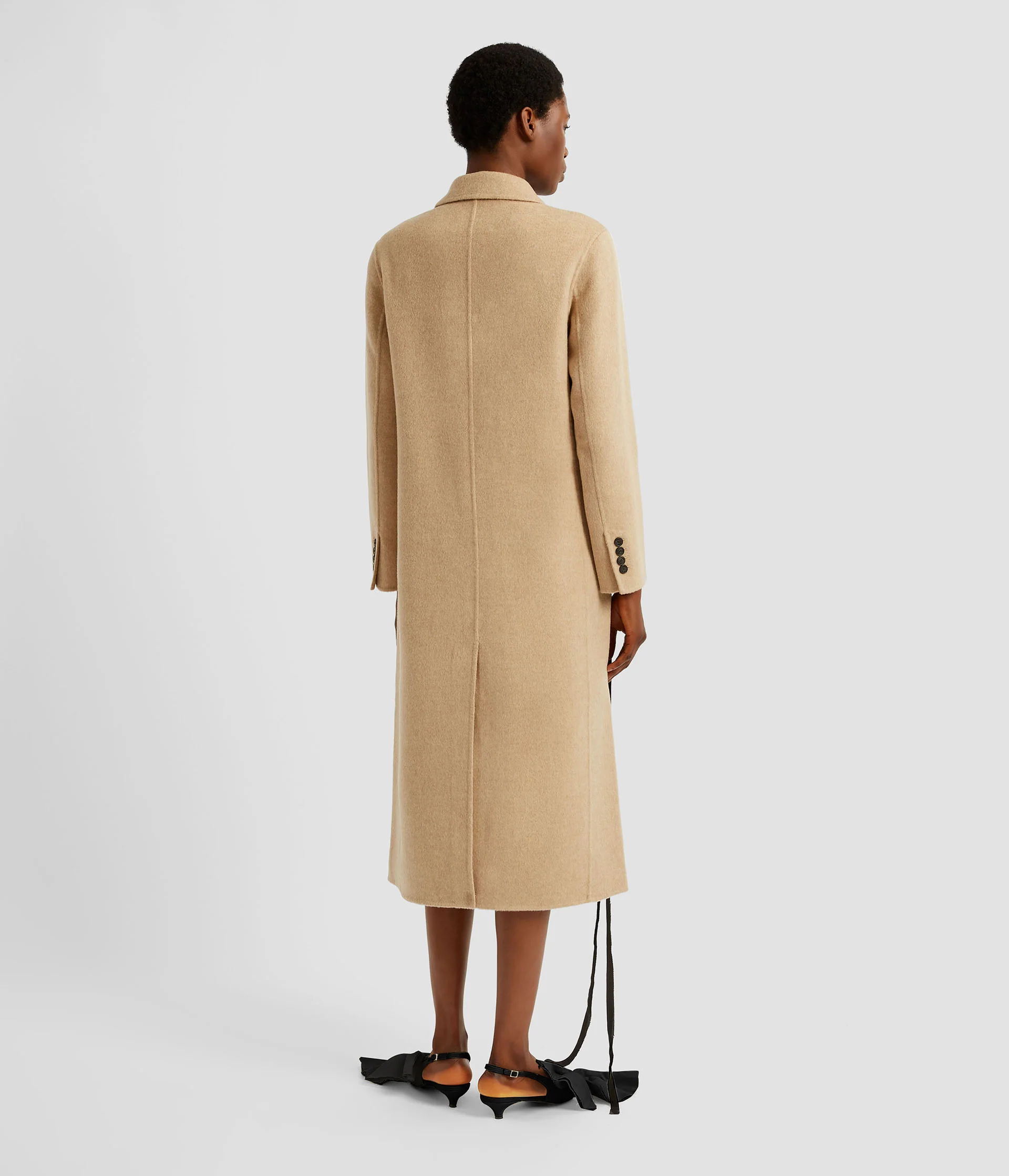 Floral Appliqué Double Faced Wool Tailored Coat - Image 3