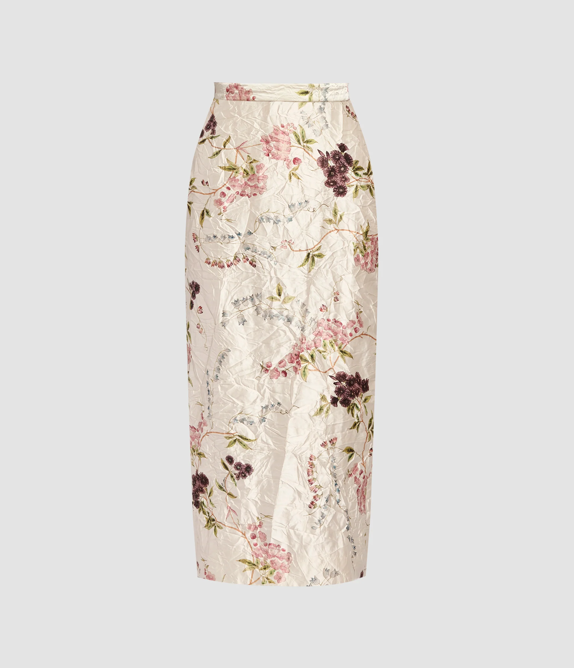 Textured Satin Midi Pencil Skirt