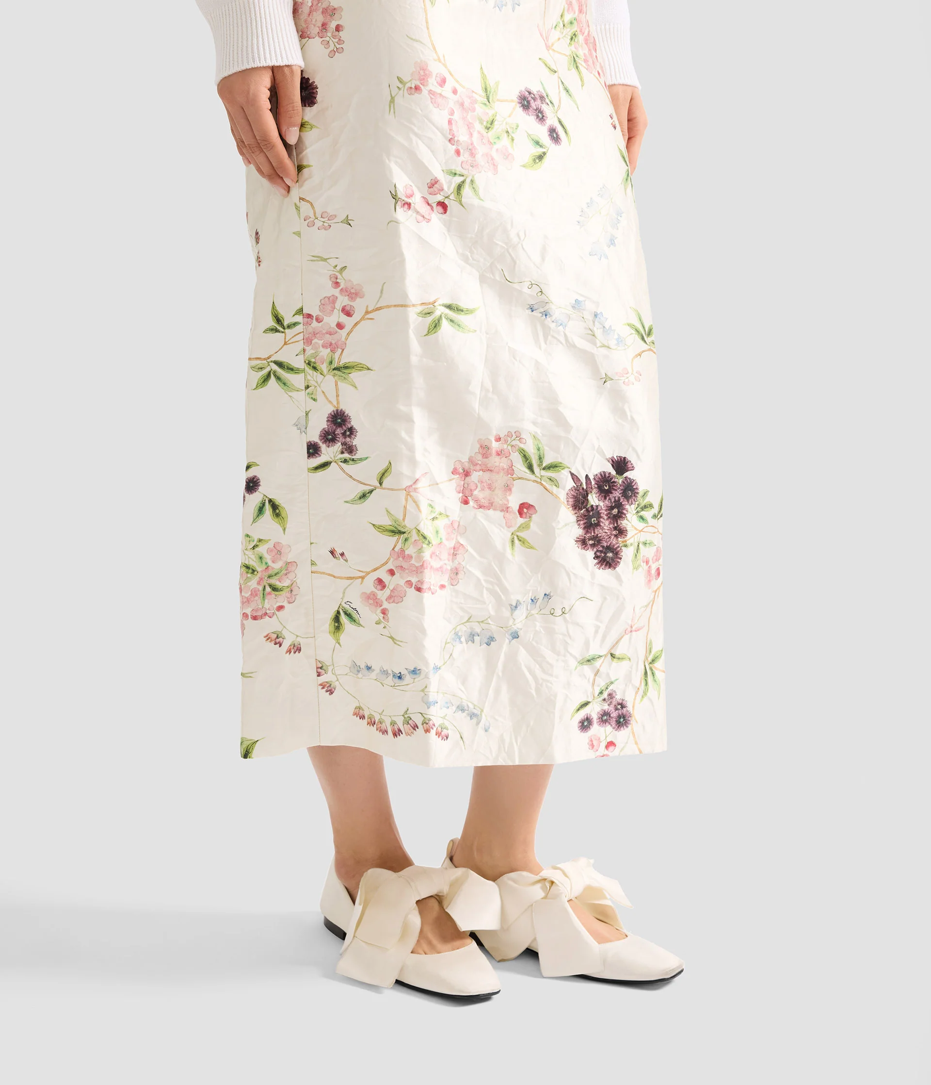 Textured Satin Midi Pencil Skirt - Image 5