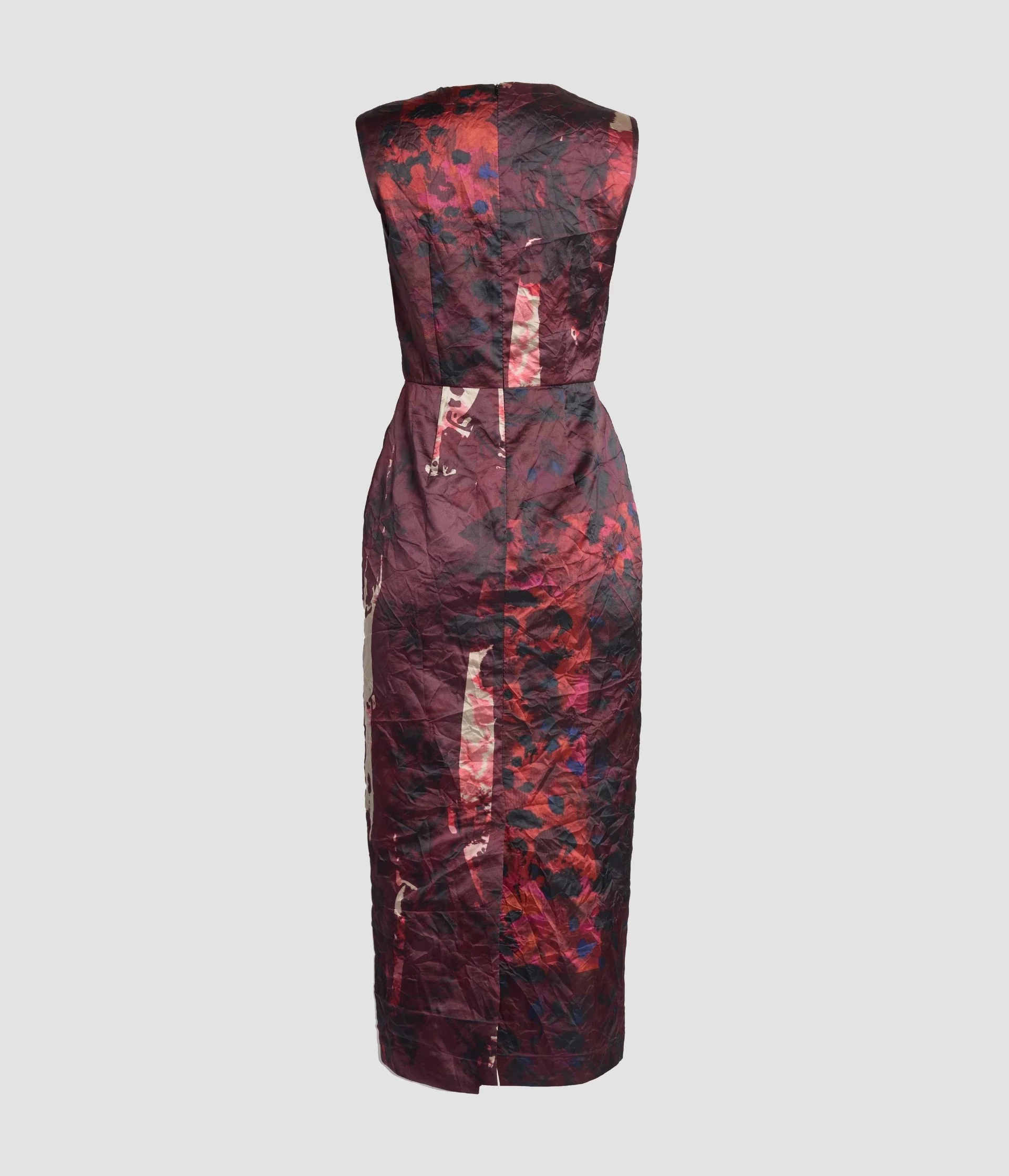 Textured Satin Sleeveless Midi Dress - Image 2