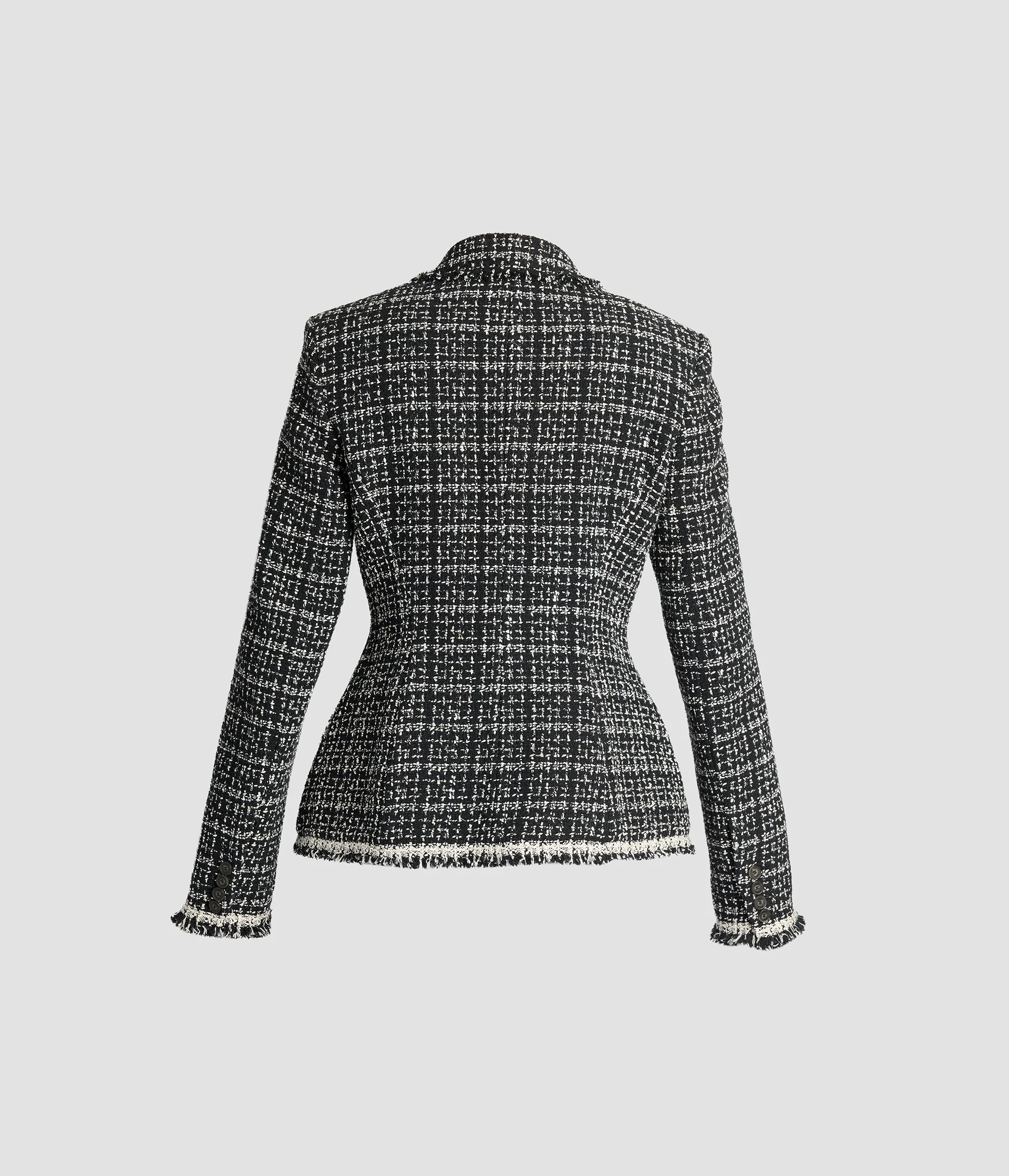 Tweed Fitted Single Breasted Blazer - Image 3